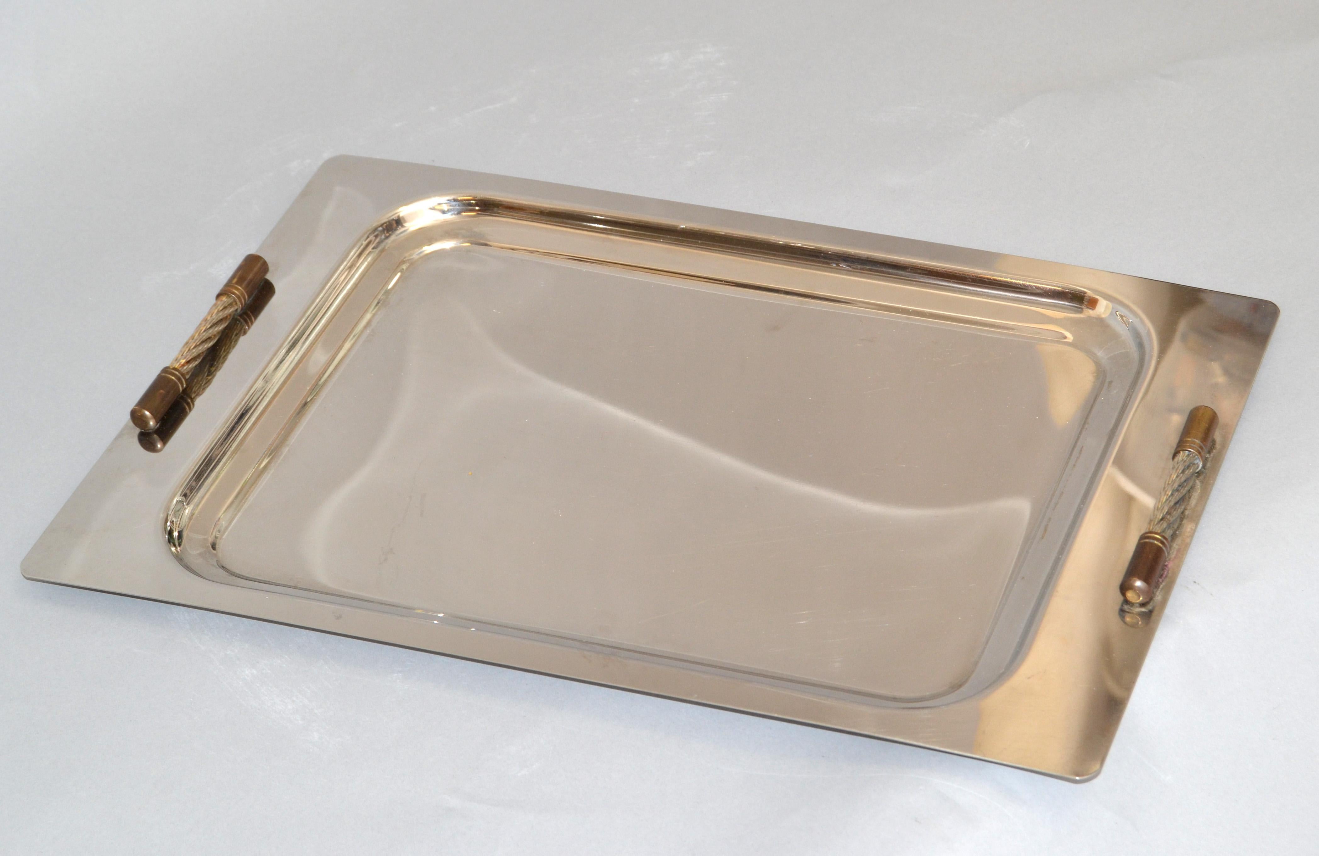Hollywood Regency Golden Art Steel Design Argentina Vassoio da portata in acciaio inox 18/8, 1980 in vendita