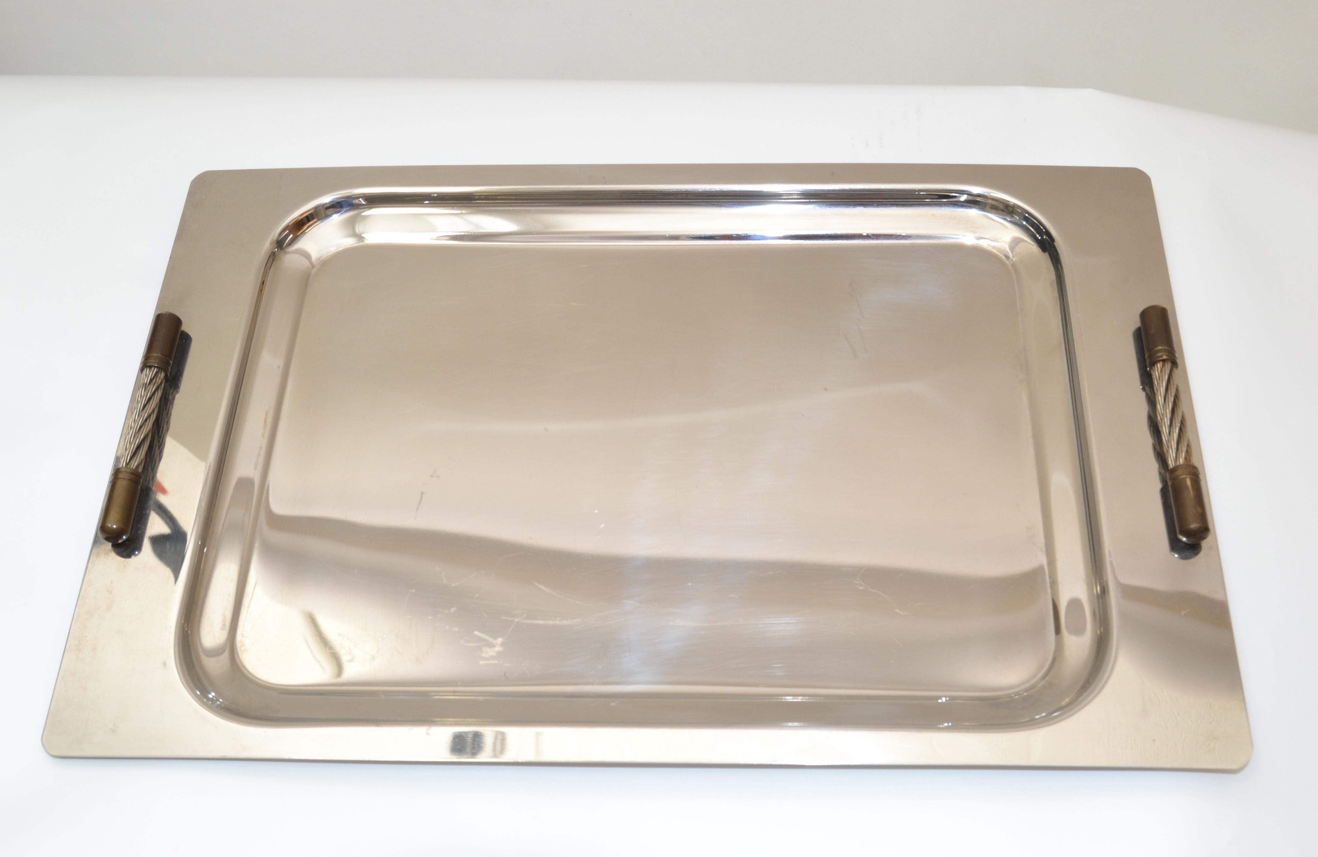 Golden Art Steel Design Argentina Serving Tray Inox 18/8 Stainless Steel, 1980 In Good Condition For Sale In Miami, FL