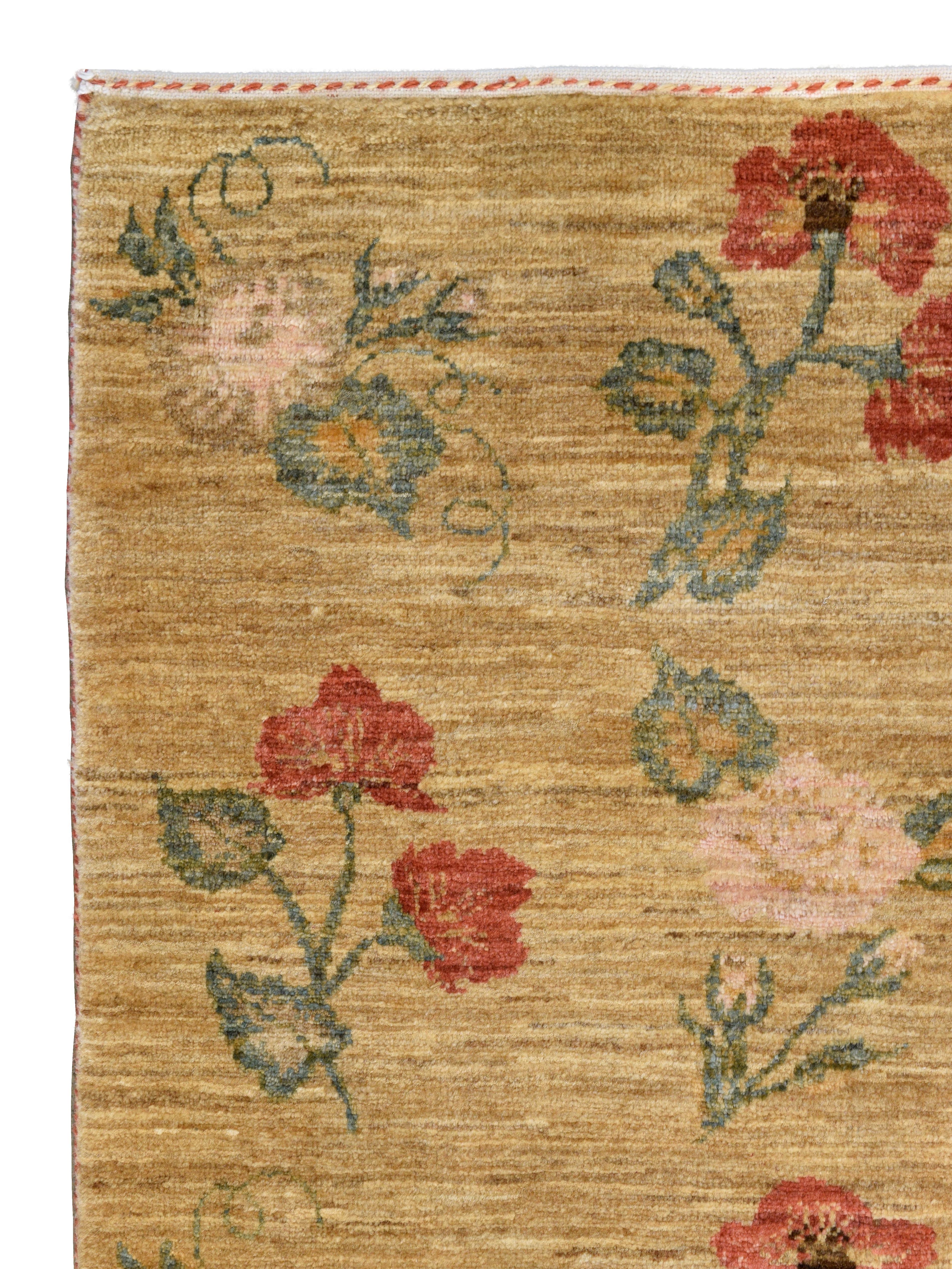Golden Arts and Crafts Floral Teppich, organische pflanzengefärbte Wolle, 4′ × 6′ im Angebot 3