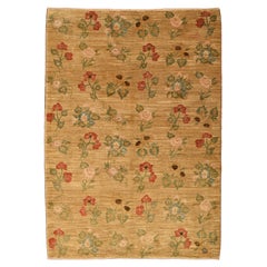 Golden Arts and Crafts Floral Teppich, organische pflanzengefärbte Wolle, 4′ × 6′