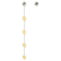 Asymmetric Pair of Gold chain earring, 18K & Steel stud earring
