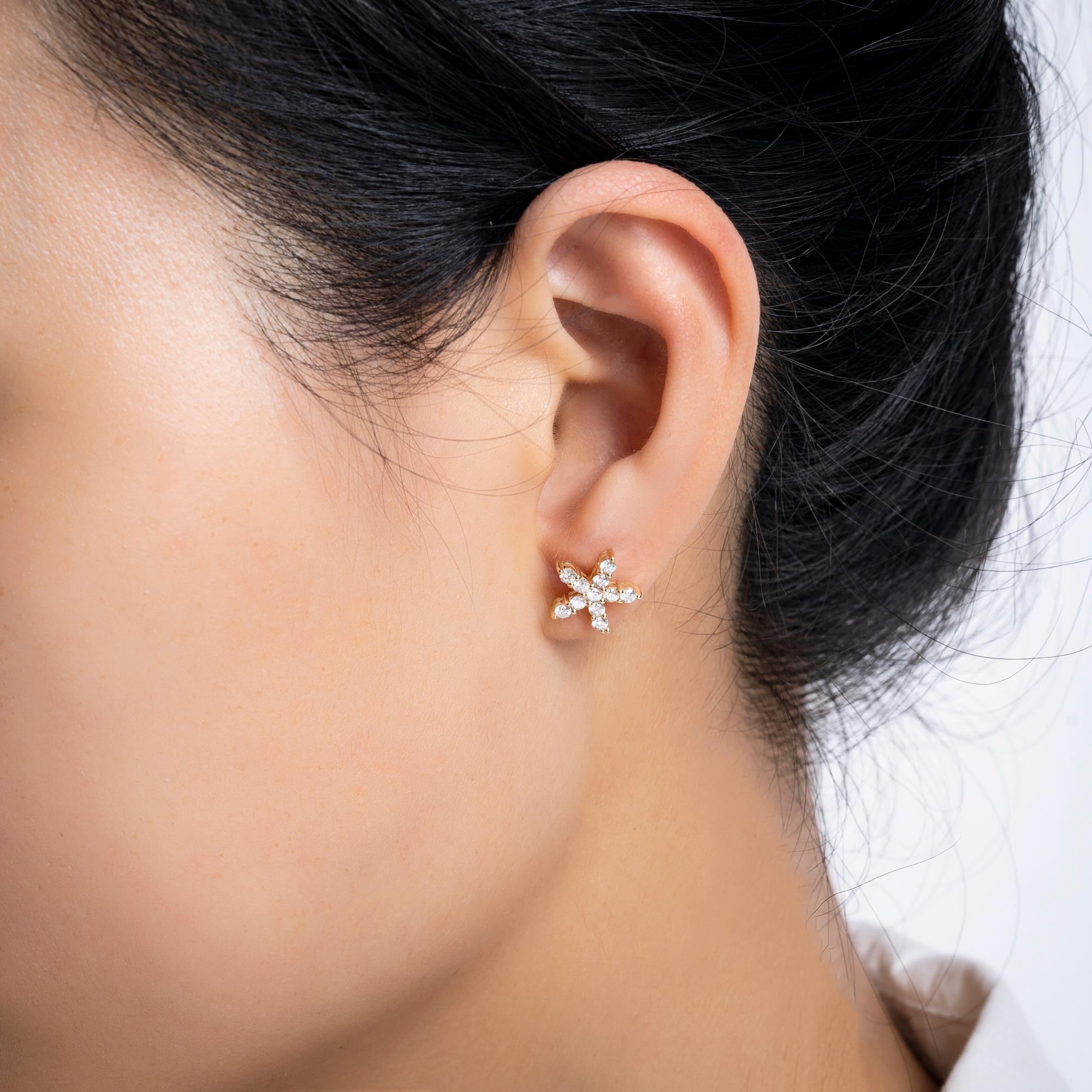 Shimmer like the night sky with the Golden Aurora Star Earrings, featuring radiant natural diamonds set in 14k yellow gold. These exquisite earrings capture the brilliance of the stars, offering a timeless sparkle perfect for any occasion.

Earring