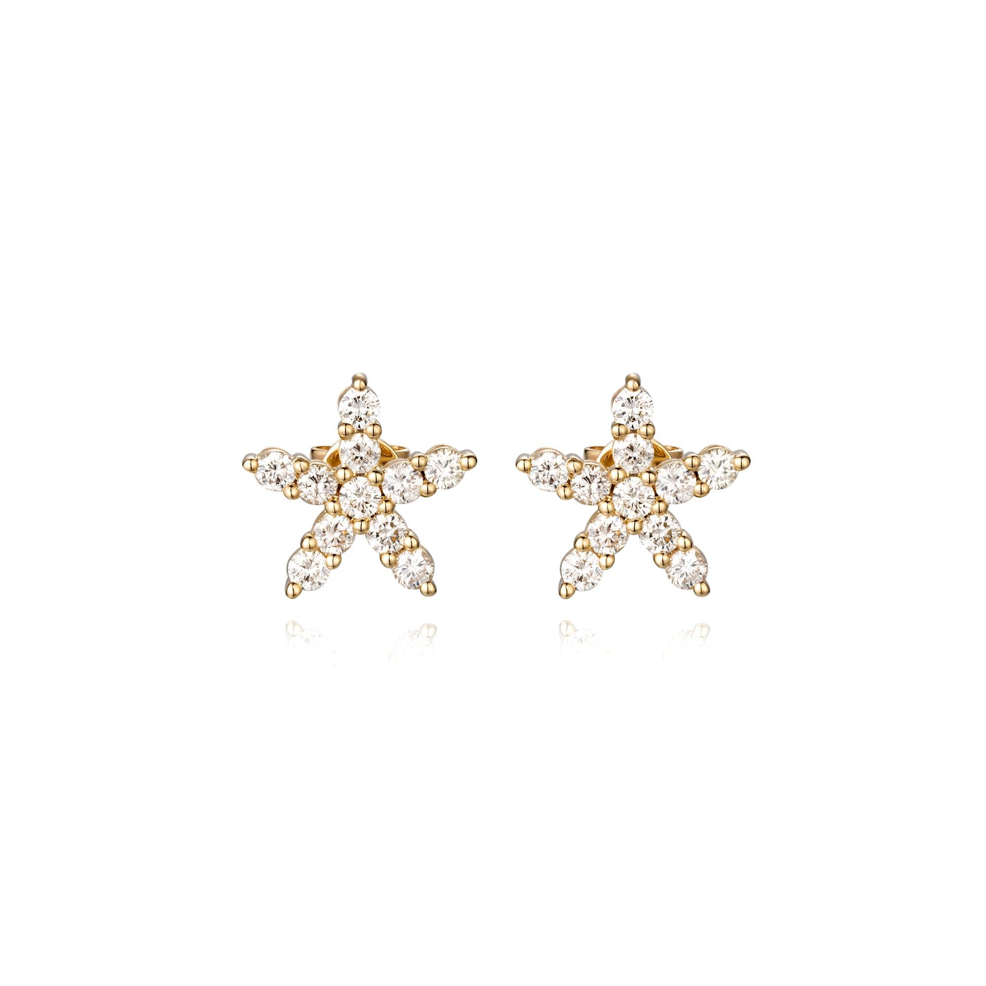 Golden Aurora Star Earrings In New Condition For Sale In Los Angeles, CA