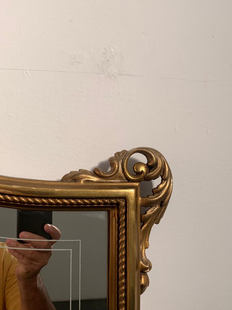 Golden Back Mirror with Parallel Lines, 1950s For Sale 4
