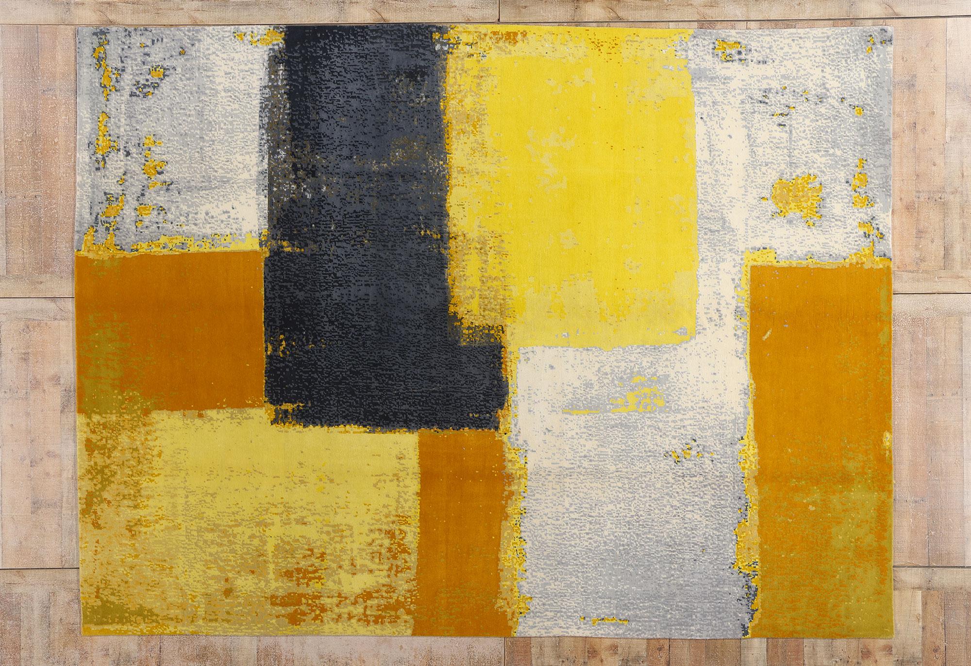Moderner Bauhaus-Teppich aus Wolle und Seide mit expressionistischem Stil, neue Form und Funktionalität im Angebot 7