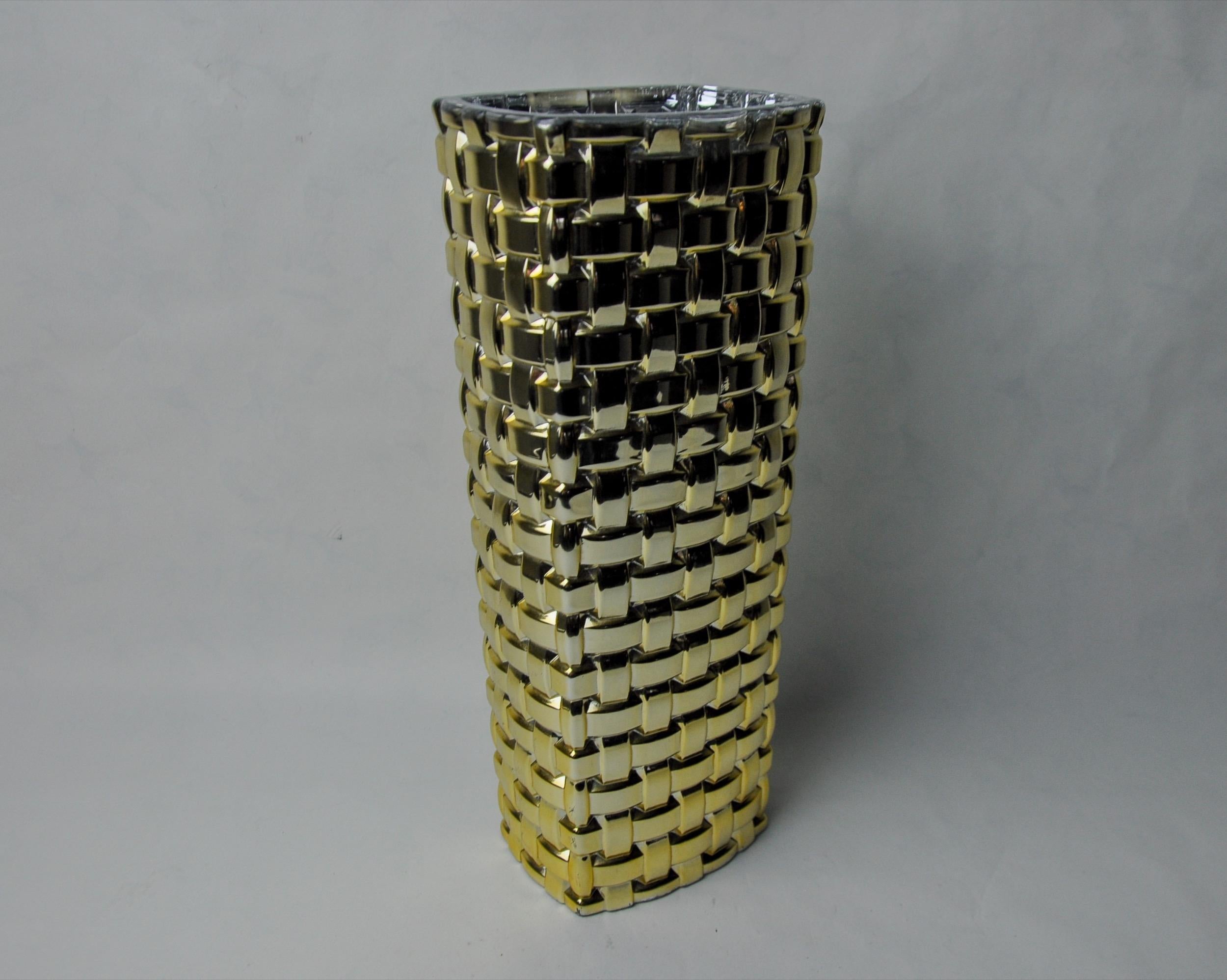 Golden Bamboo effect glass vase by Nachtmann, Germany, 1980 In Good Condition For Sale In BARCELONA, ES