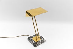 Goldene Bankers-Tischlampe auf Marmorfuß, 1960er Jahre