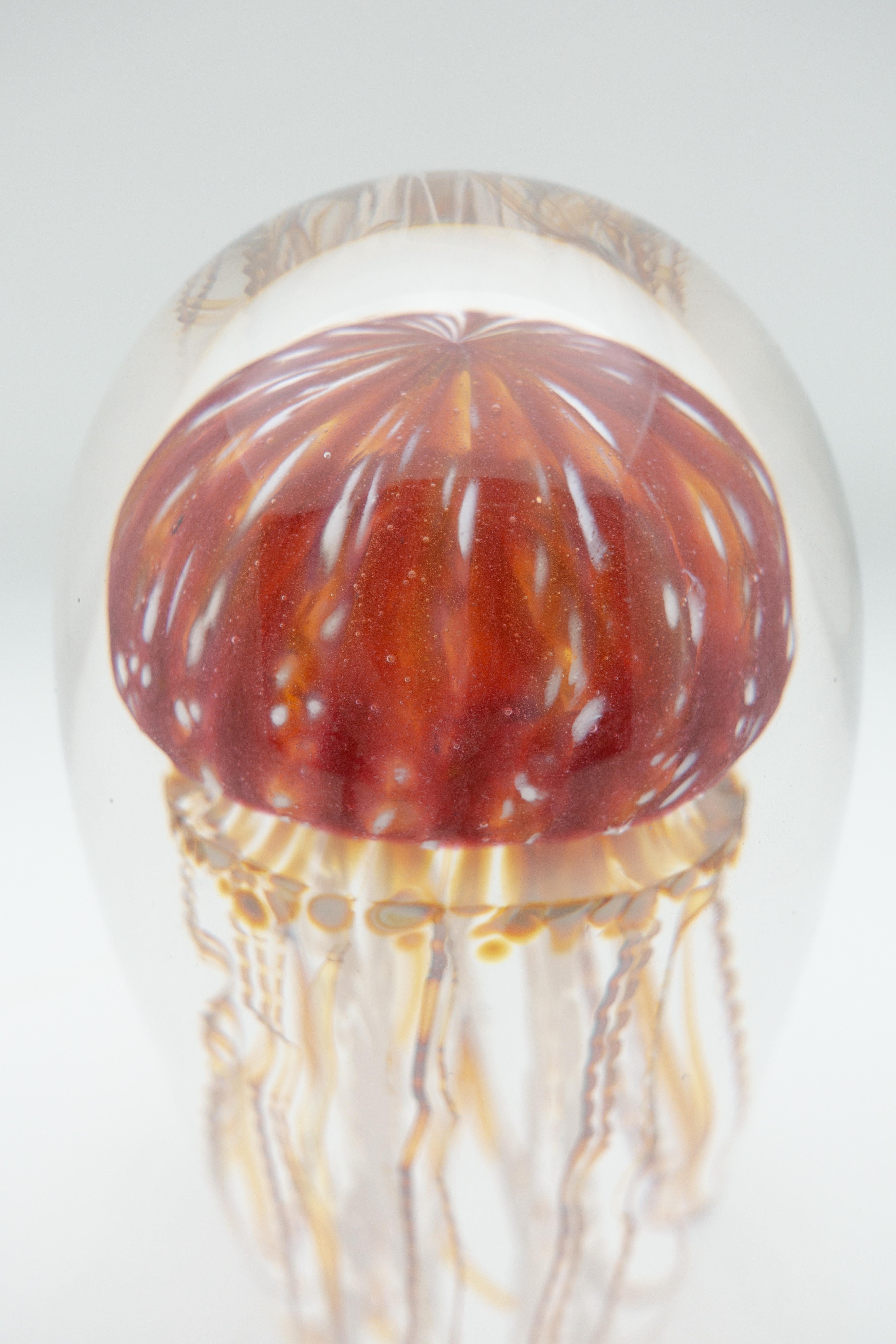 American Golden Barberry Glass Jellyfish Sculpture For Sale