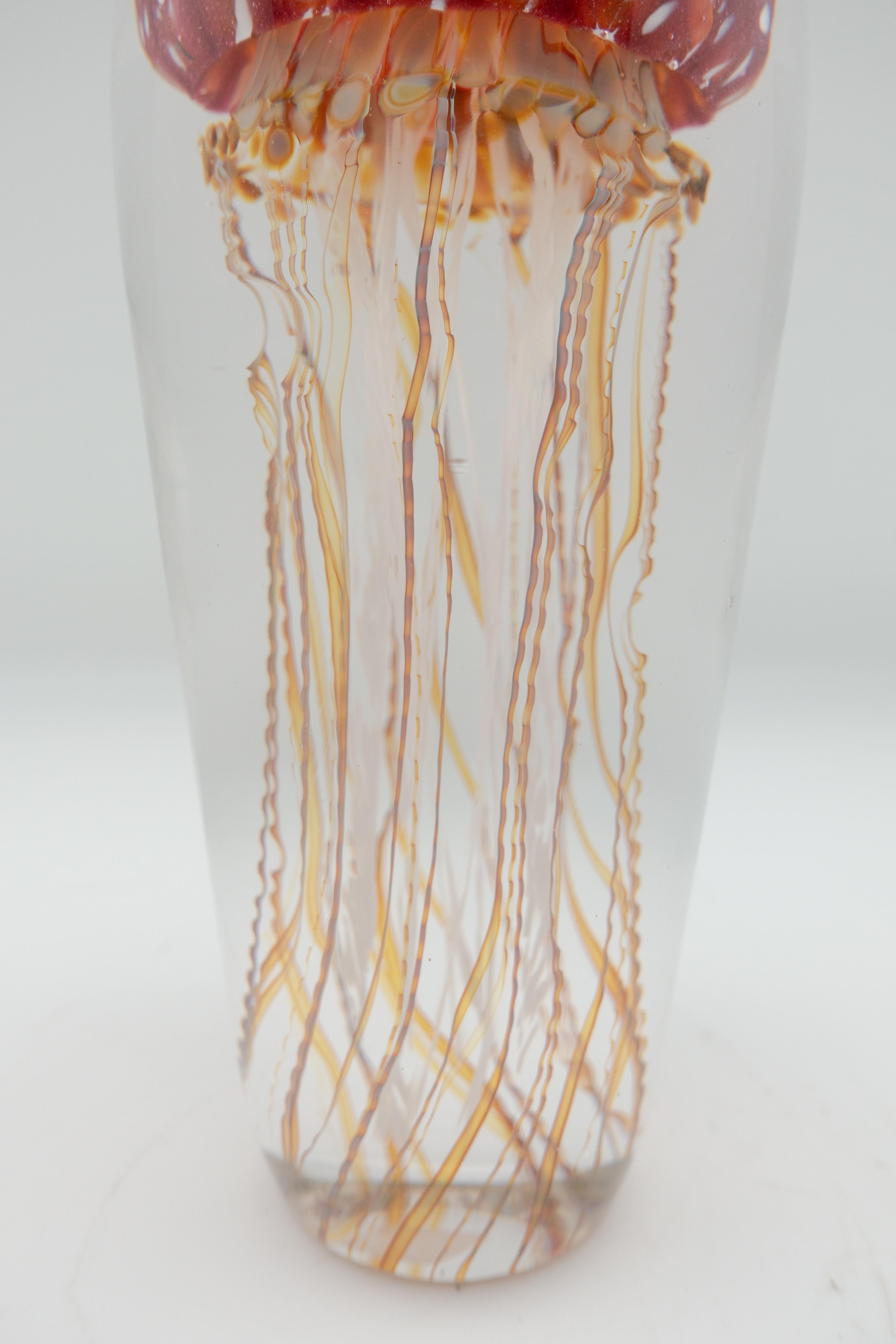 Golden Barberry Glass Jellyfish Sculpture In Excellent Condition For Sale In New York, NY
