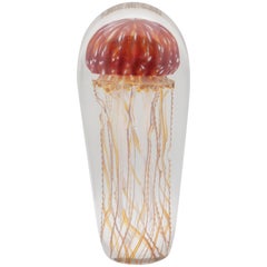Golden Barberry Glass Jellyfish Sculpture