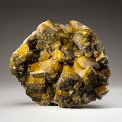 Minerale naturale di barite dorata con cristalli di marcasite dal Guangxi, Cina