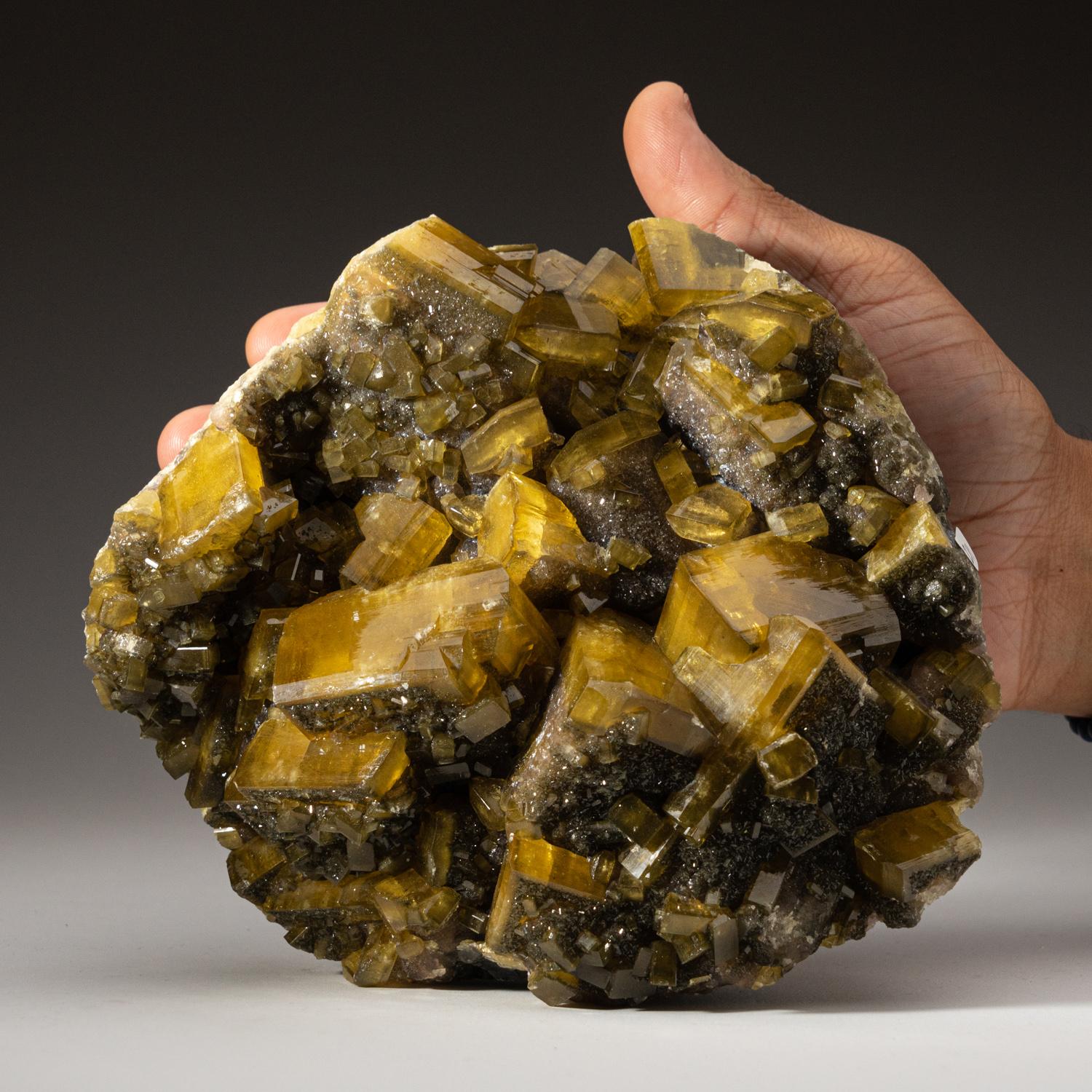 Chinese Natural Golden Barite Mineral with Marcasite Crystals From Guangxi, China For Sale