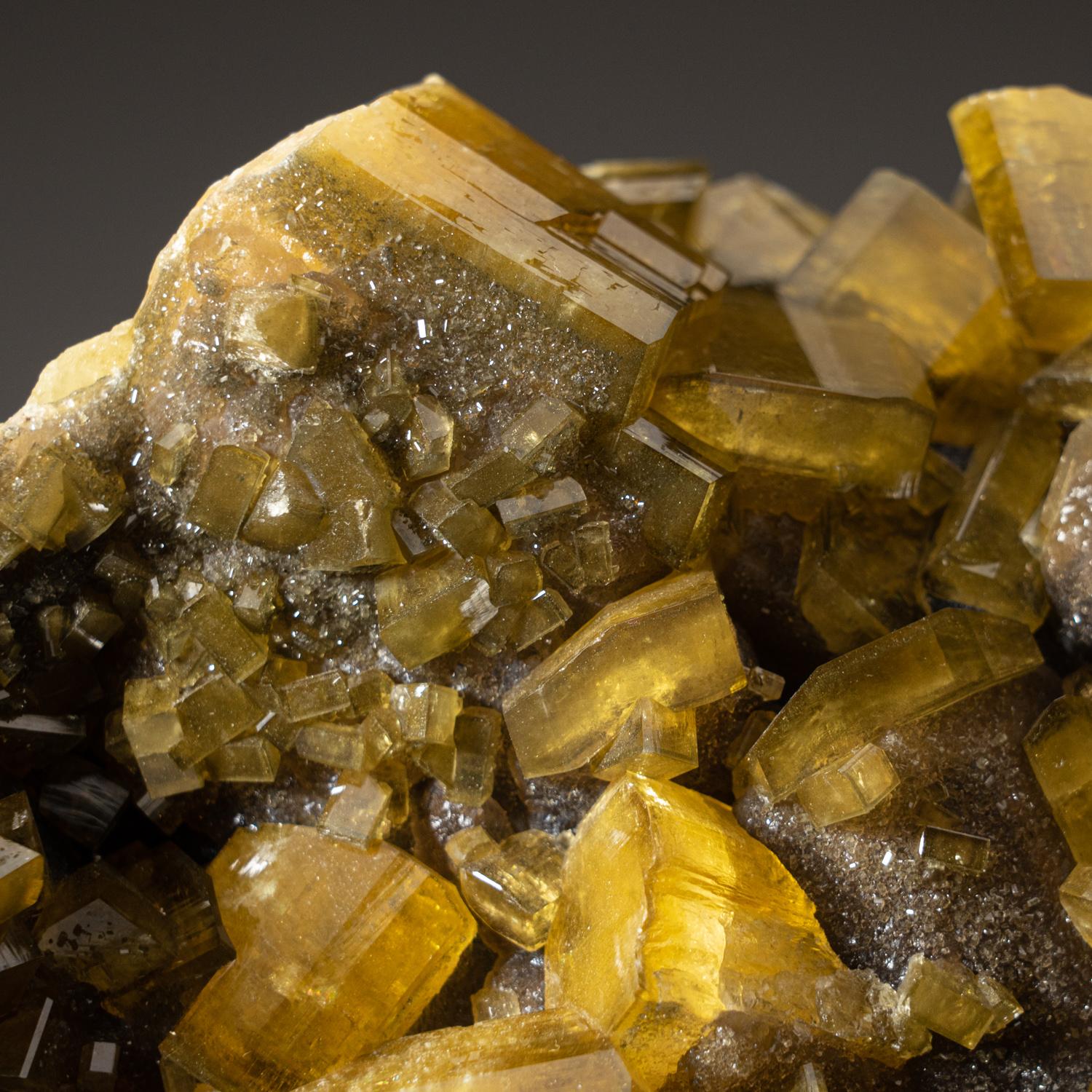 18th Century and Earlier Natural Golden Barite Mineral with Marcasite Crystals From Guangxi, China For Sale