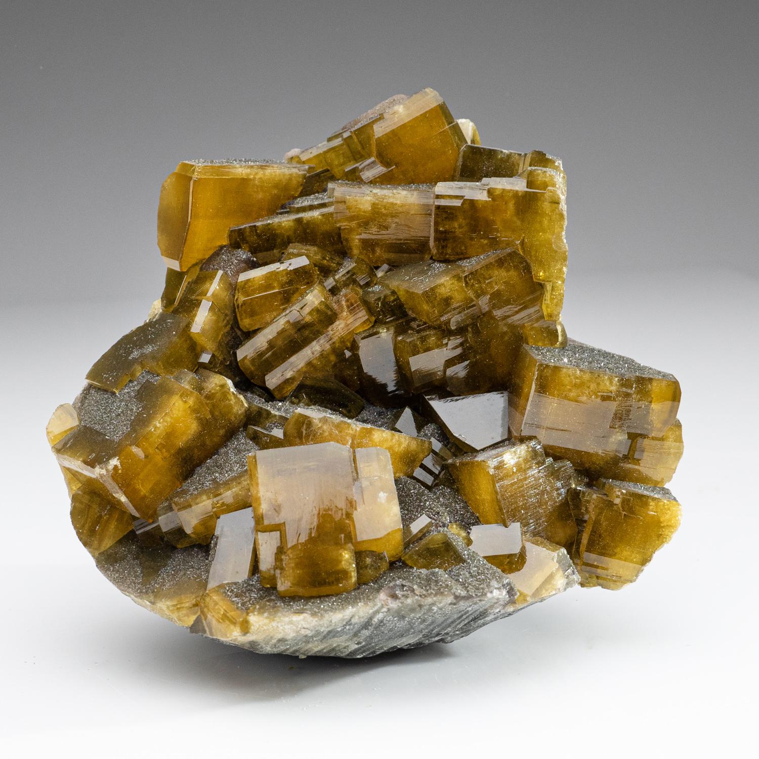 18th Century and Earlier Golden Barite with Marcasite Crystals from Nandan County, Hechi, Guangxi, China For Sale