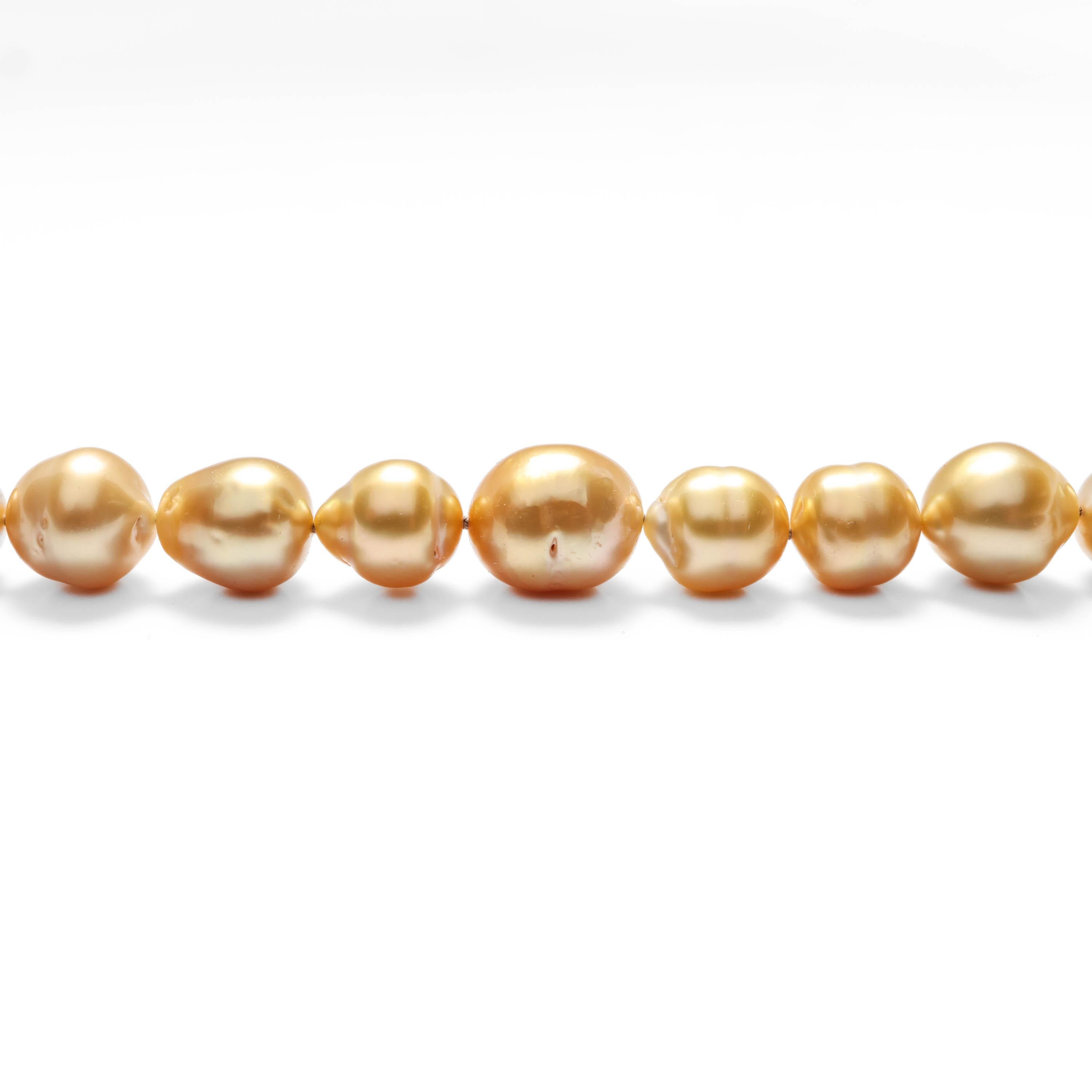 Artisan Golden Baroque South Sea Pearl Necklace New For Sale