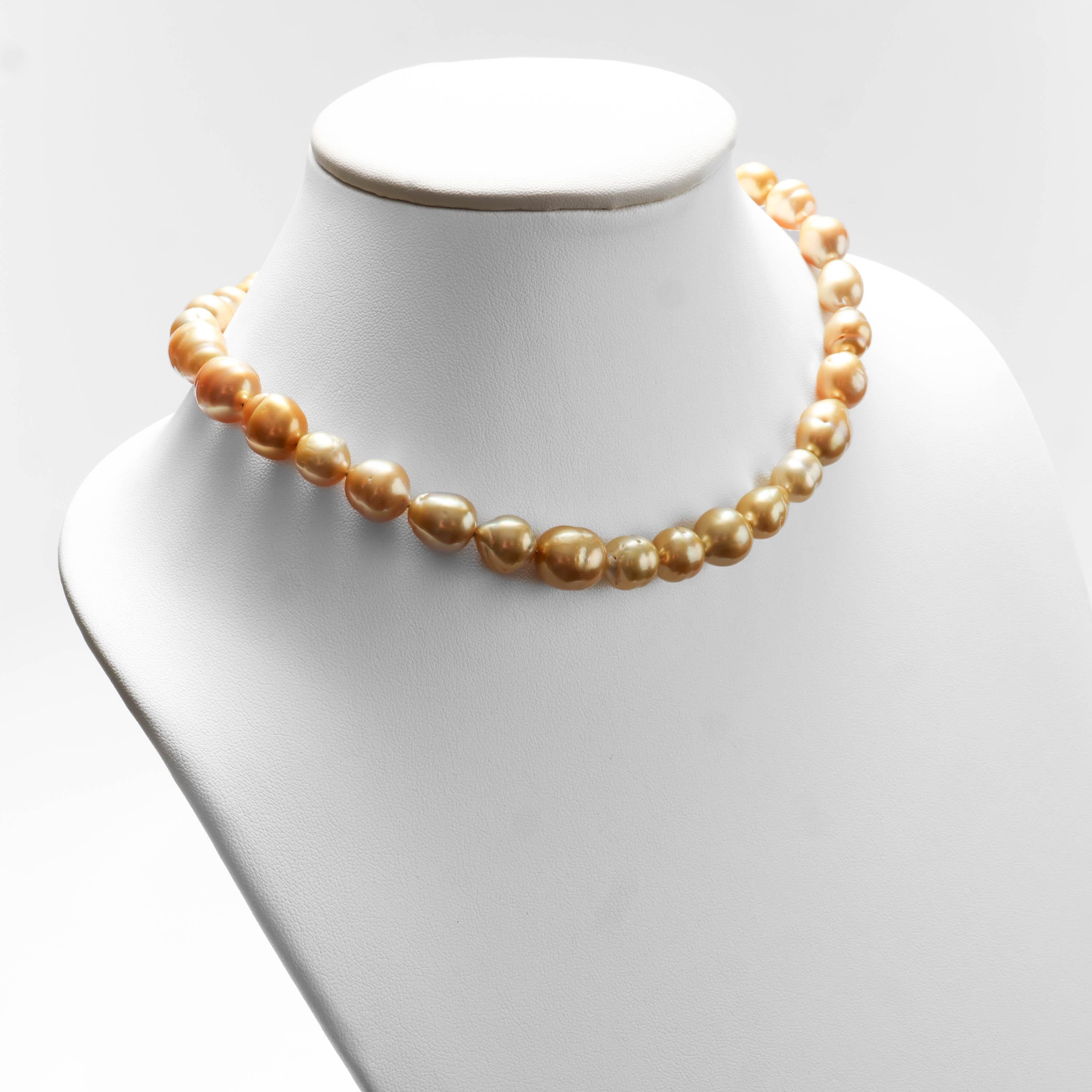 Golden Baroque South Sea Pearl Necklace New In New Condition For Sale In Southbury, CT