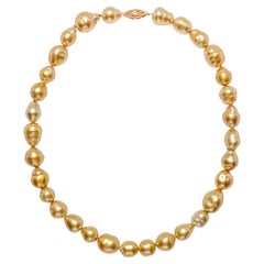Golden Baroque South Sea Pearl Necklace New