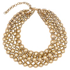 Golden Beaded Rhinestone Layered Necklace