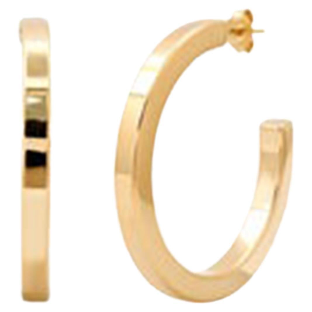 Golden Beam Diamond 14K (or 18k upon request) Yellow Gold Hoops Earrings