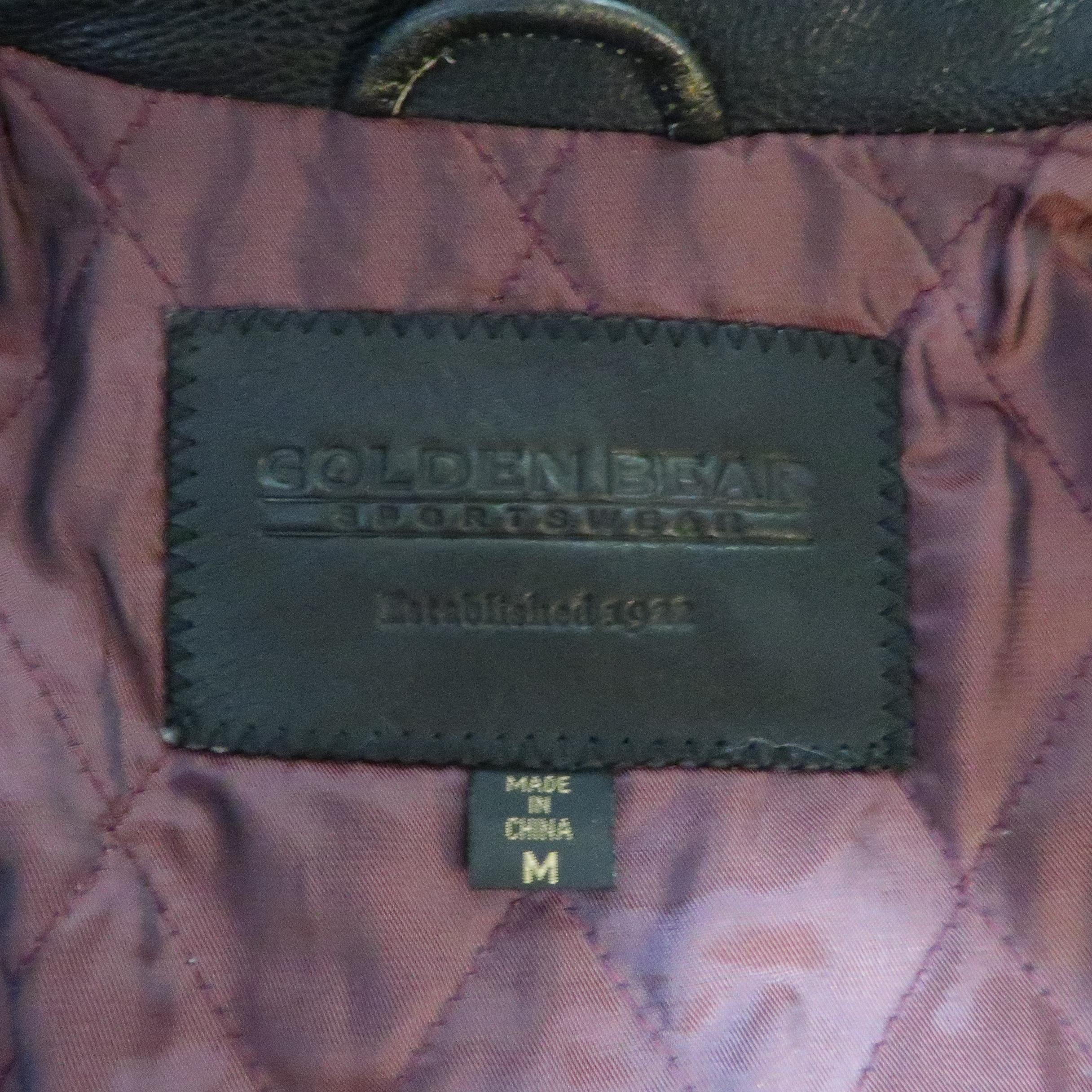 GOLDEN BEAR 42 Dark Brown Distressed Leather Snap Pocket Jacket 7