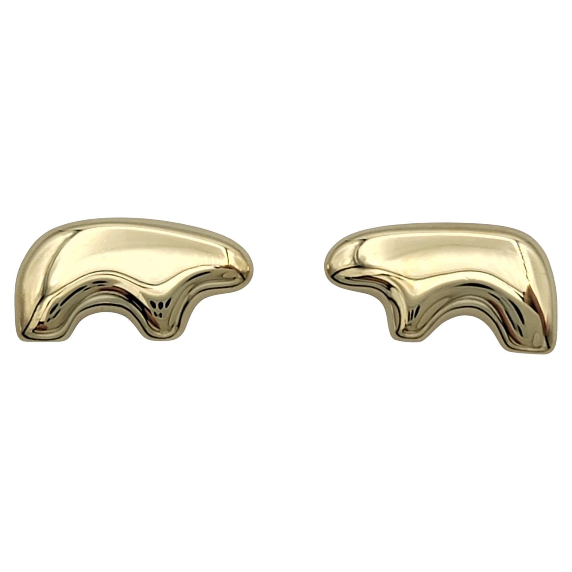 Golden Bear Baby Bear Stud Earrings in Polished 14 Karat Yellow Gold
