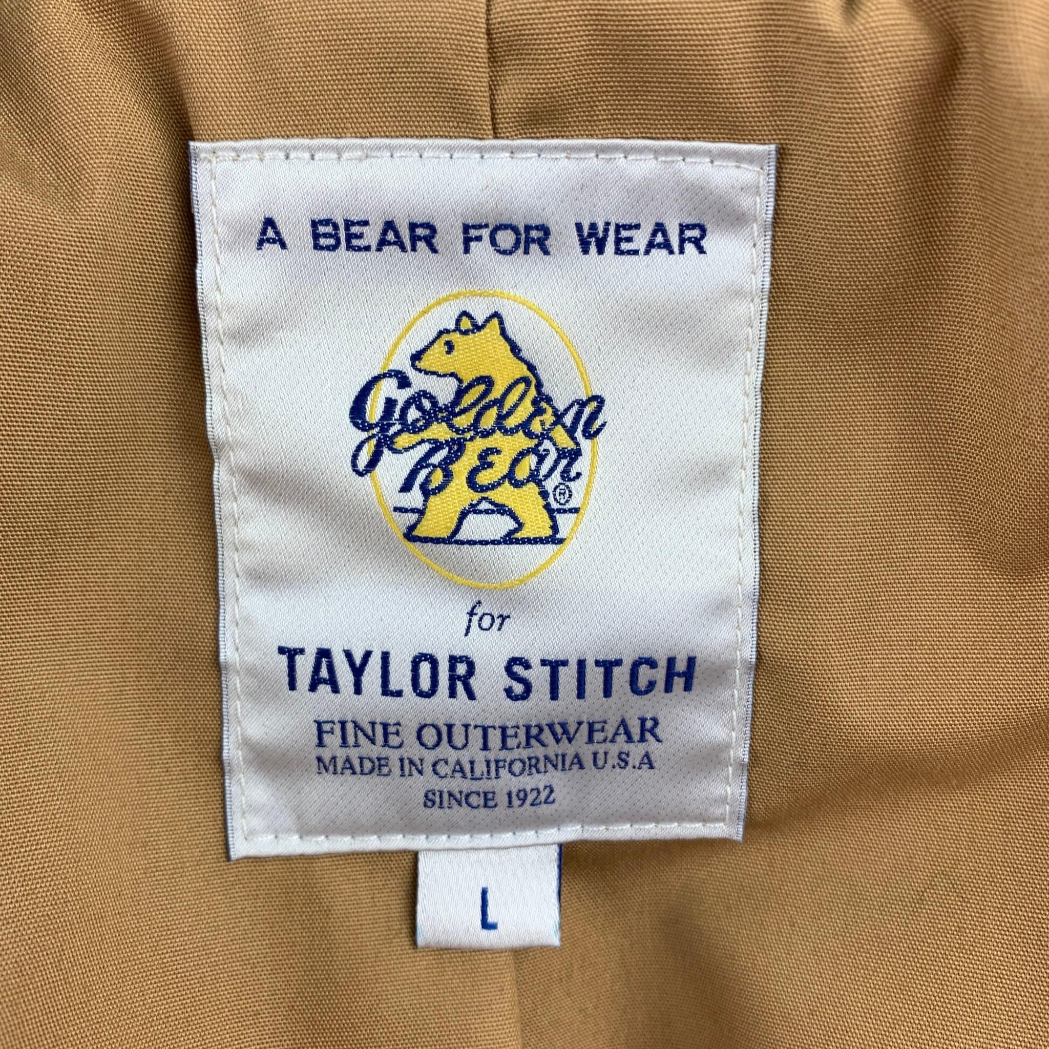Men's GOLDEN BEAR for TAYLOR STITCH Size L Brown Leather Zip Up Jacket