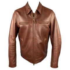 GOLDEN BEAR for TAYLOR STITCH Size L Brown Leather Zip Up Jacket