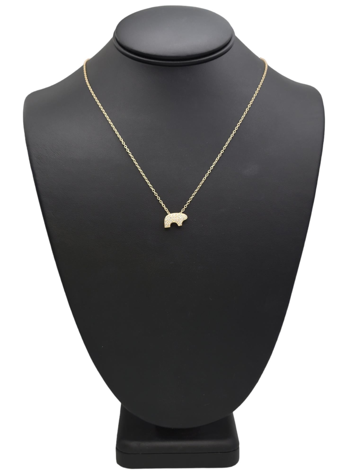 Golden Bear Pave Diamond Baby Bear Pendant Necklace in 14 Karat Yellow Gold 1