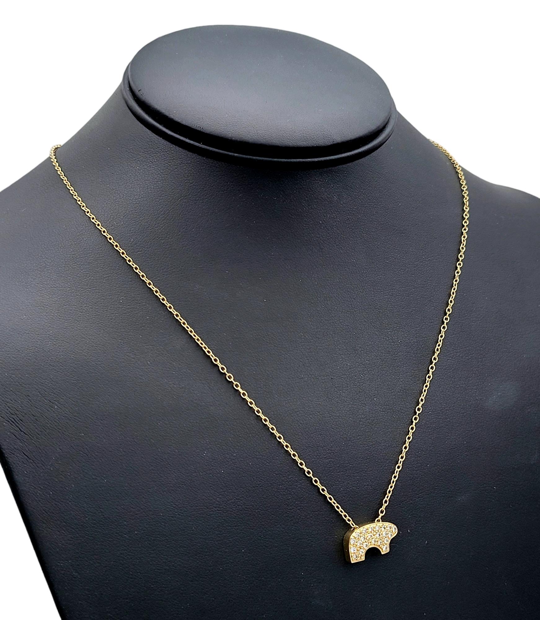 Golden Bear Pave Diamond Baby Bear Pendant Necklace in 14 Karat Yellow Gold 2