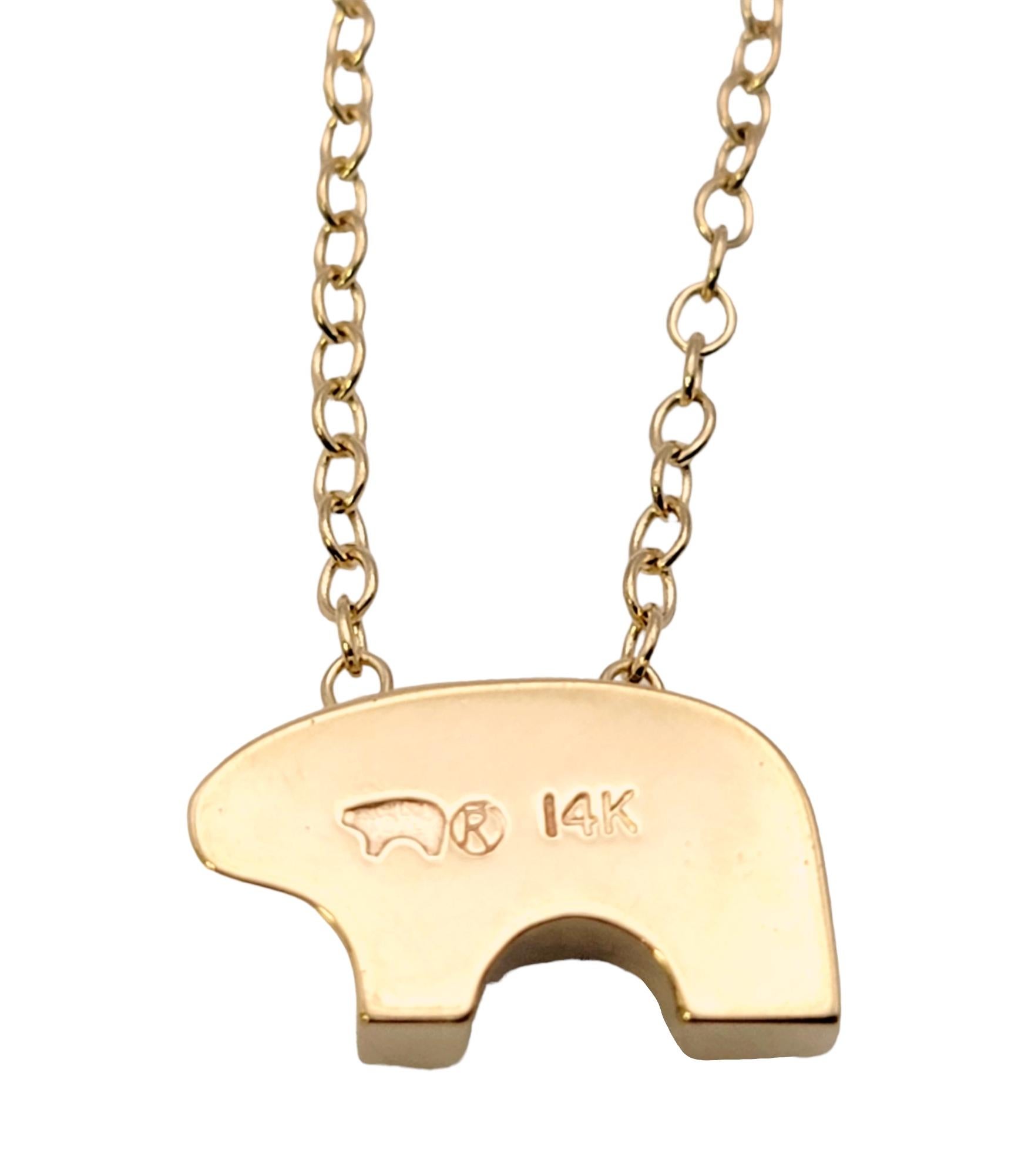 Golden Bear Pave Diamond Baby Bear Pendant Necklace in 14 Karat Yellow Gold 6