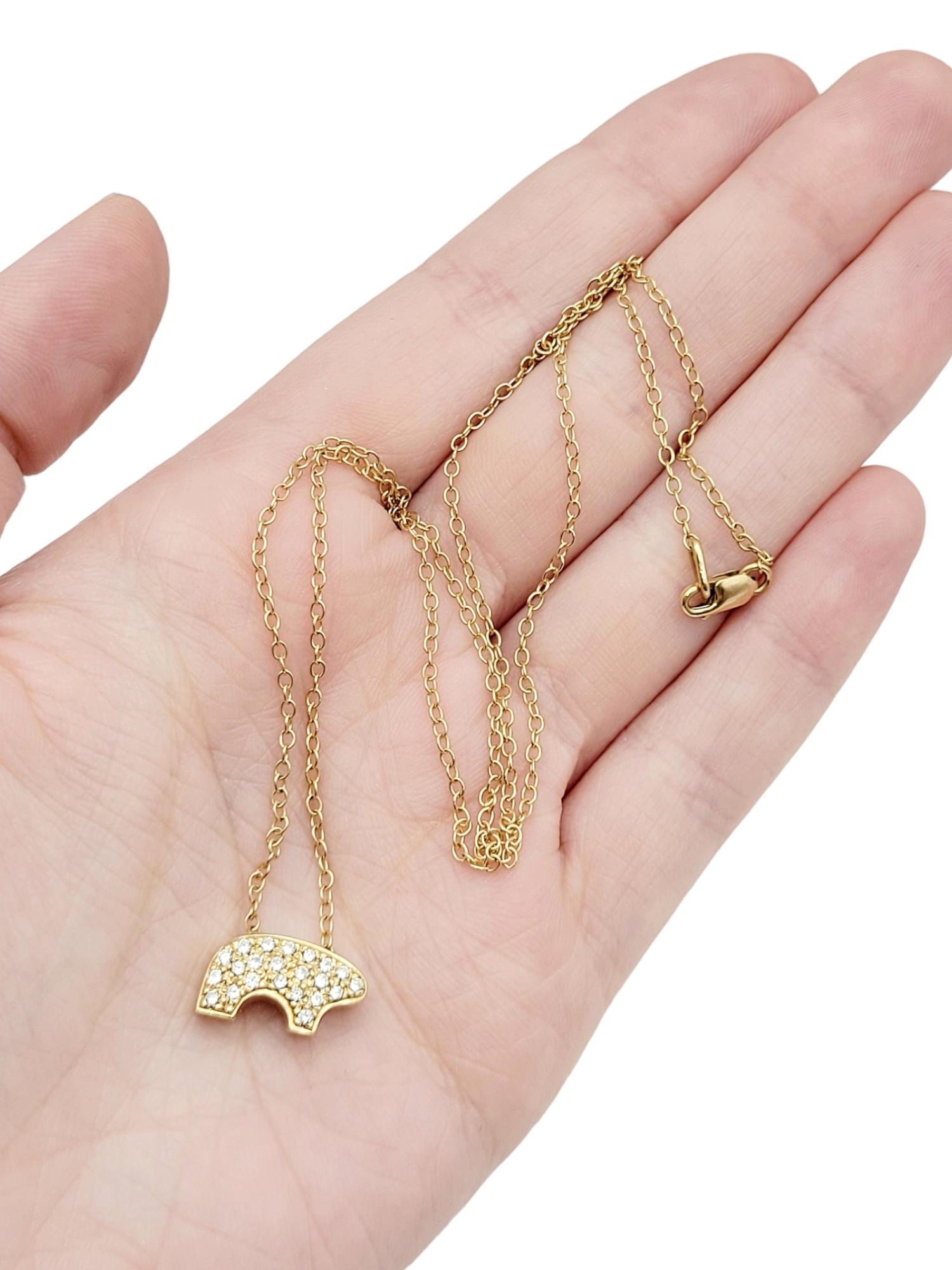 Golden Bear Pave Diamond Baby Bear Pendant Necklace in 14 Karat Yellow Gold 4