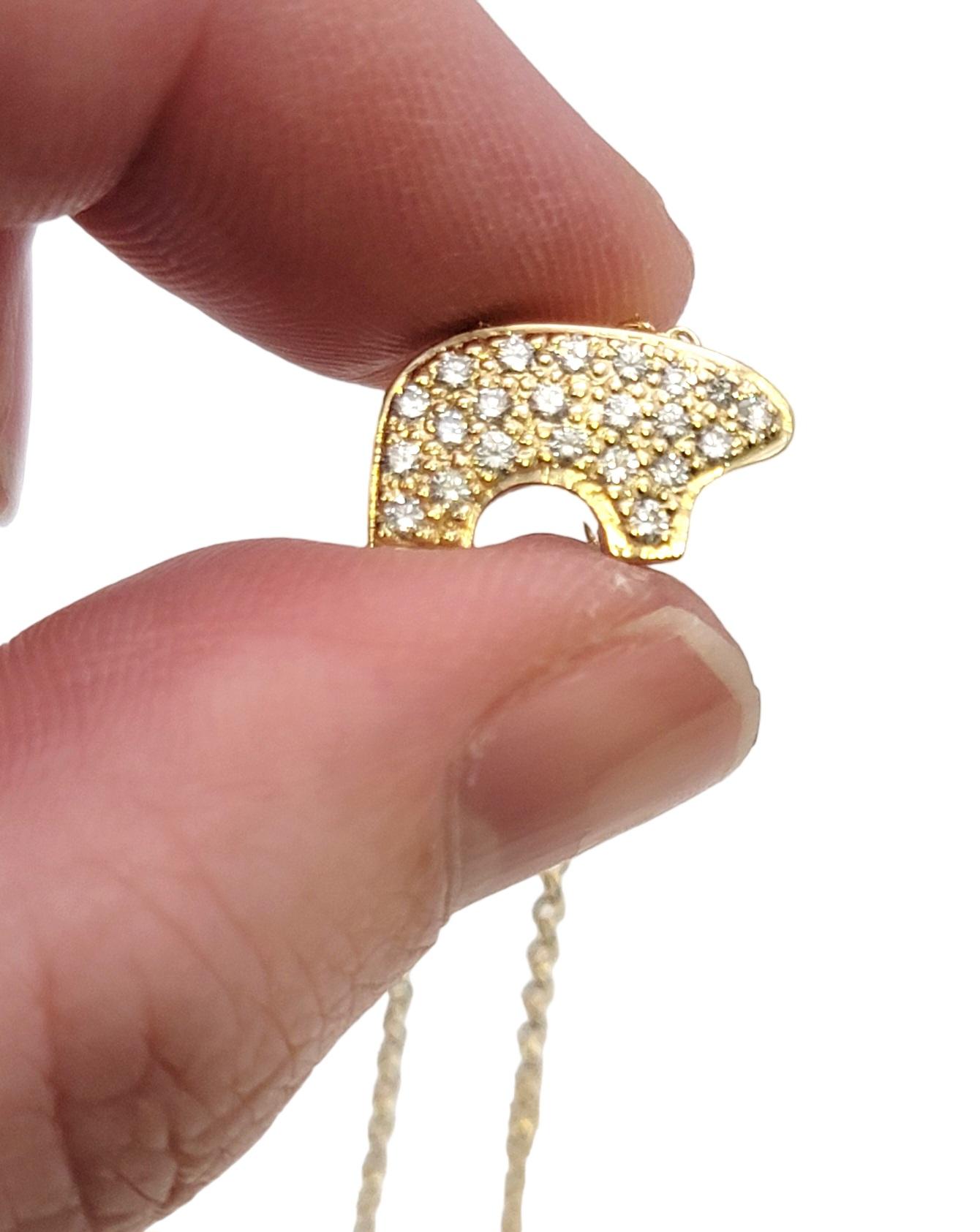 Golden Bear Pave Diamond Baby Bear Pendant Necklace in 14 Karat Yellow Gold 8