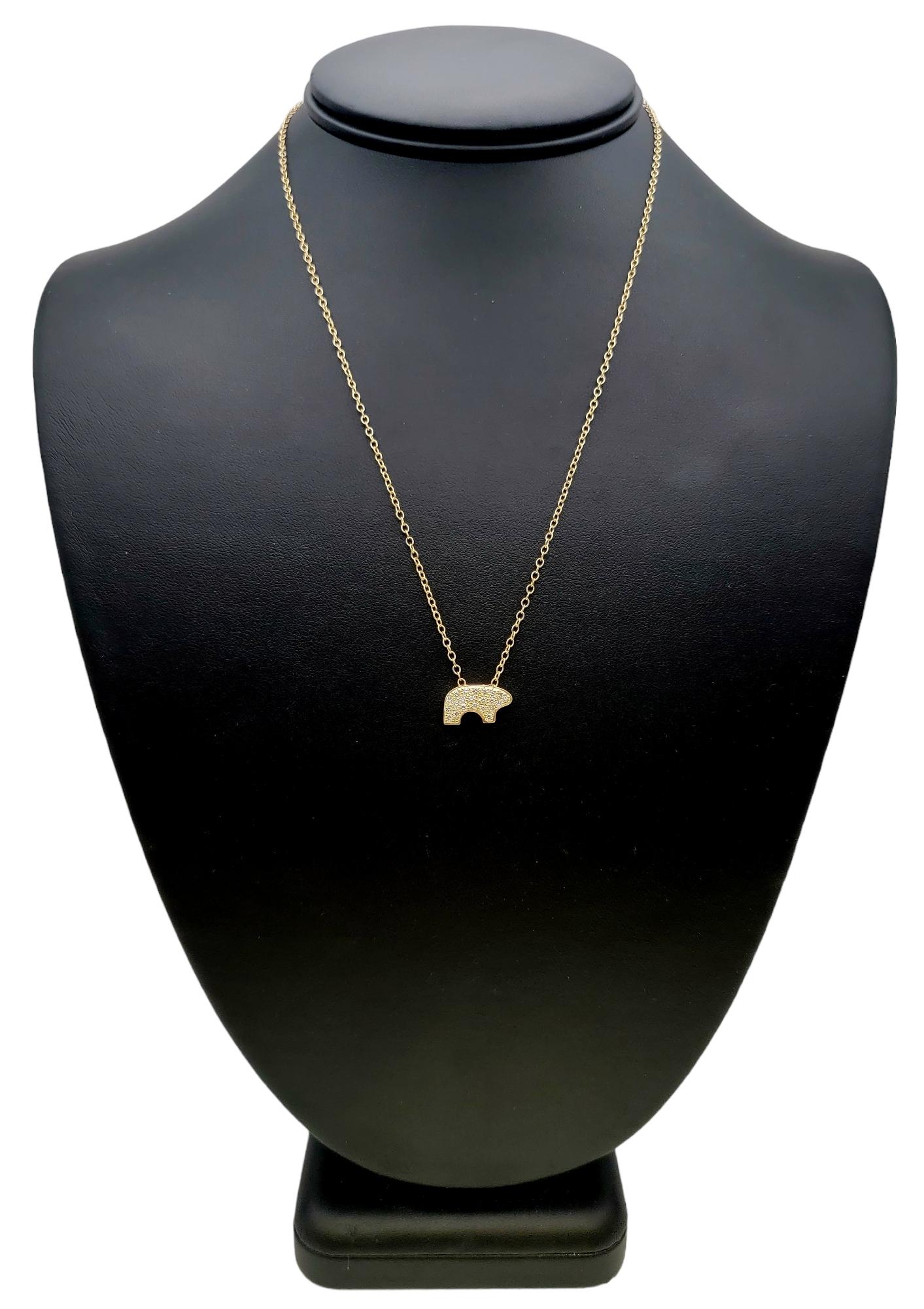 Golden Bear Pave Diamond Baby Bear Pendant Necklace in 14 Karat Yellow Gold 9