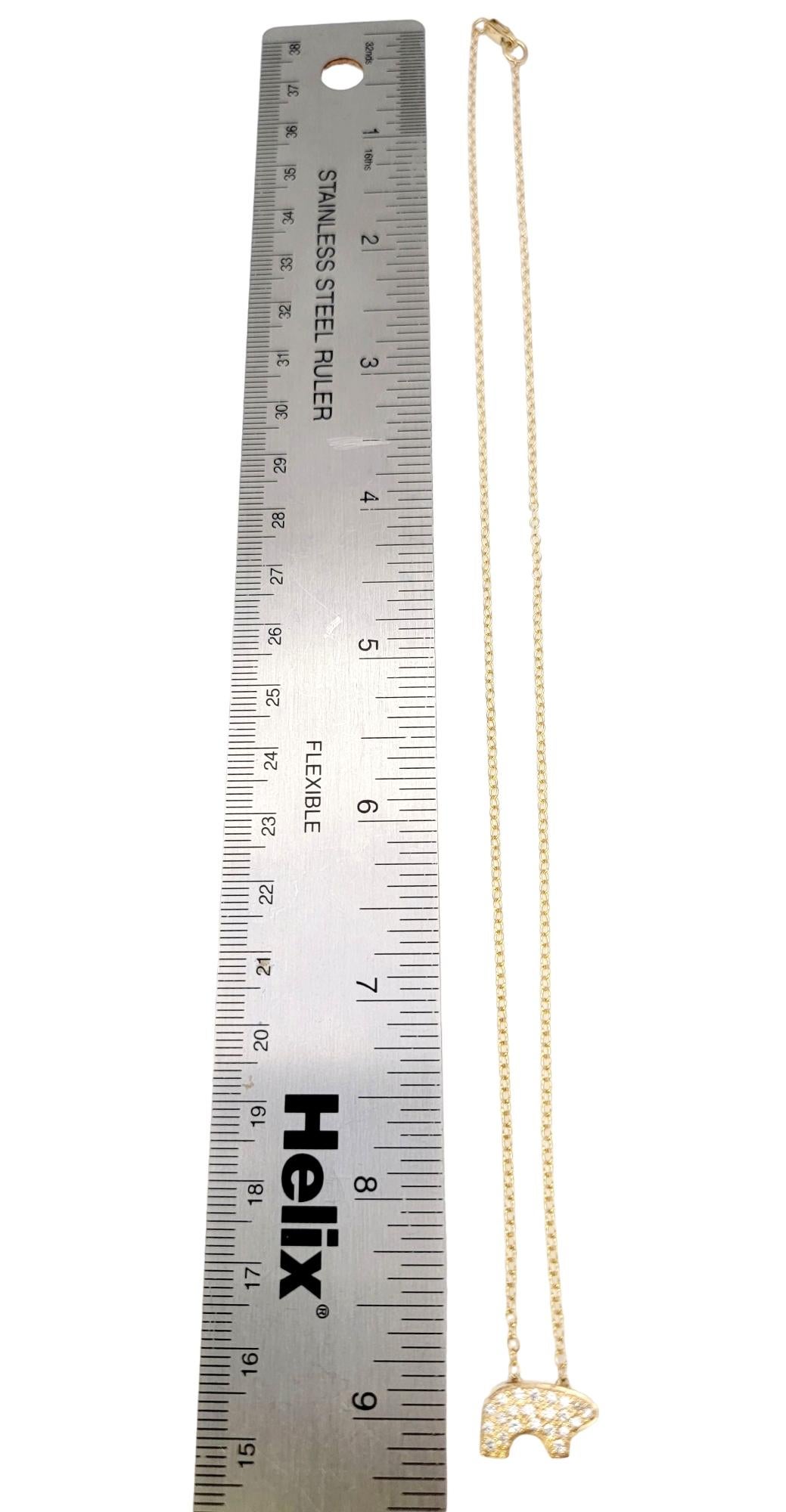 Golden Bear Pave Diamond Baby Bear Pendant Necklace in 14 Karat Yellow Gold 10