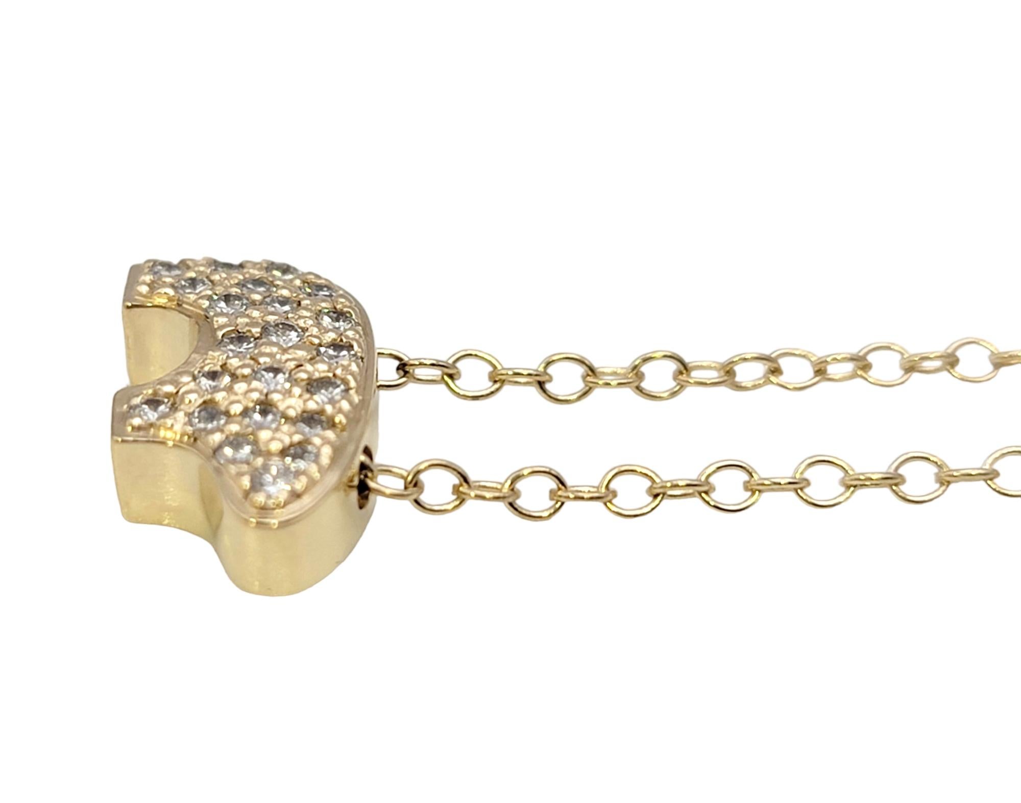 Golden Bear Pave Diamond Baby Bear Pendant Necklace in 14 Karat Yellow Gold 1