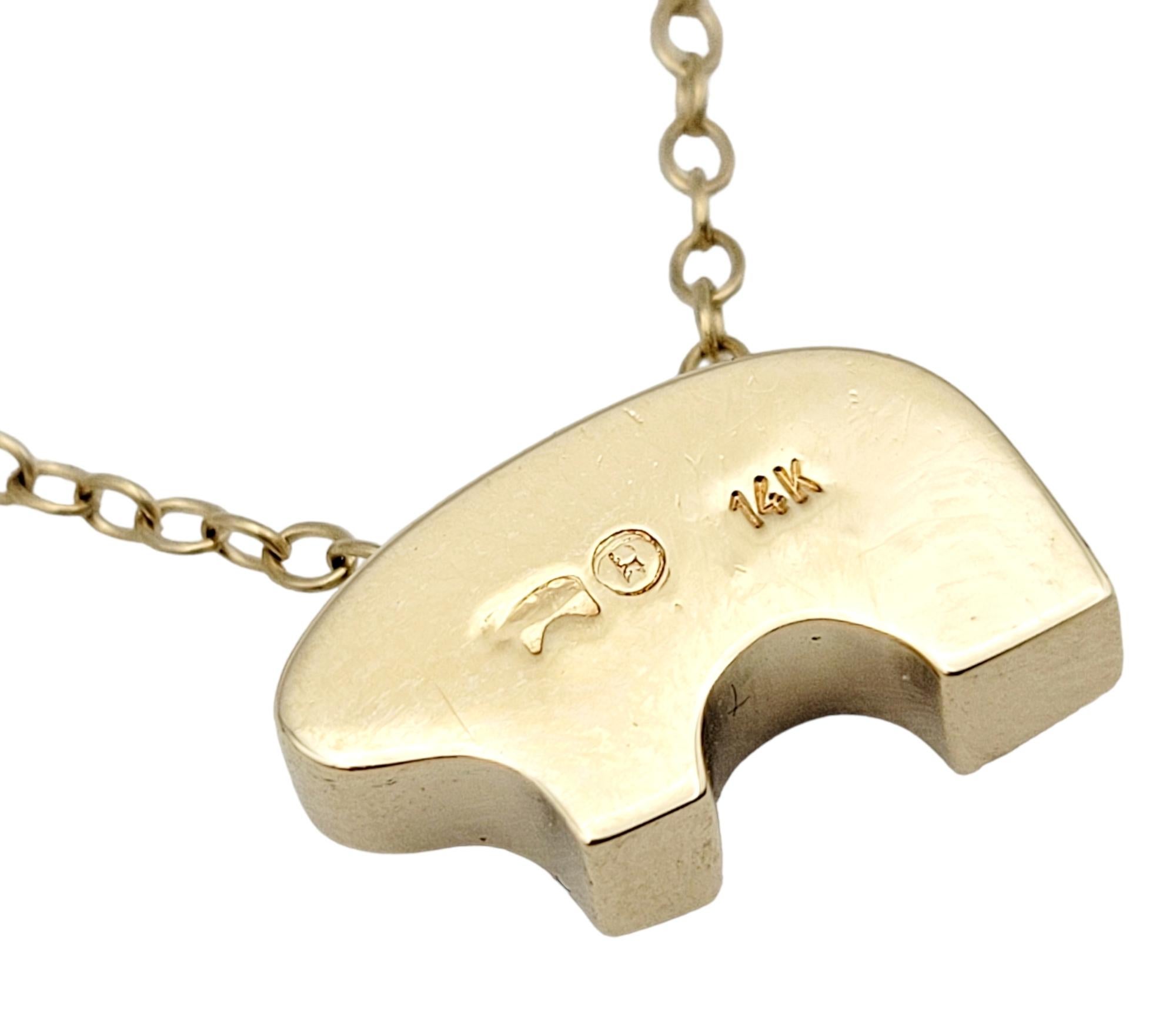 Women's Golden Bear Pave Diamond Baby Bear Pendant Necklace in 14 Karat Yellow Gold