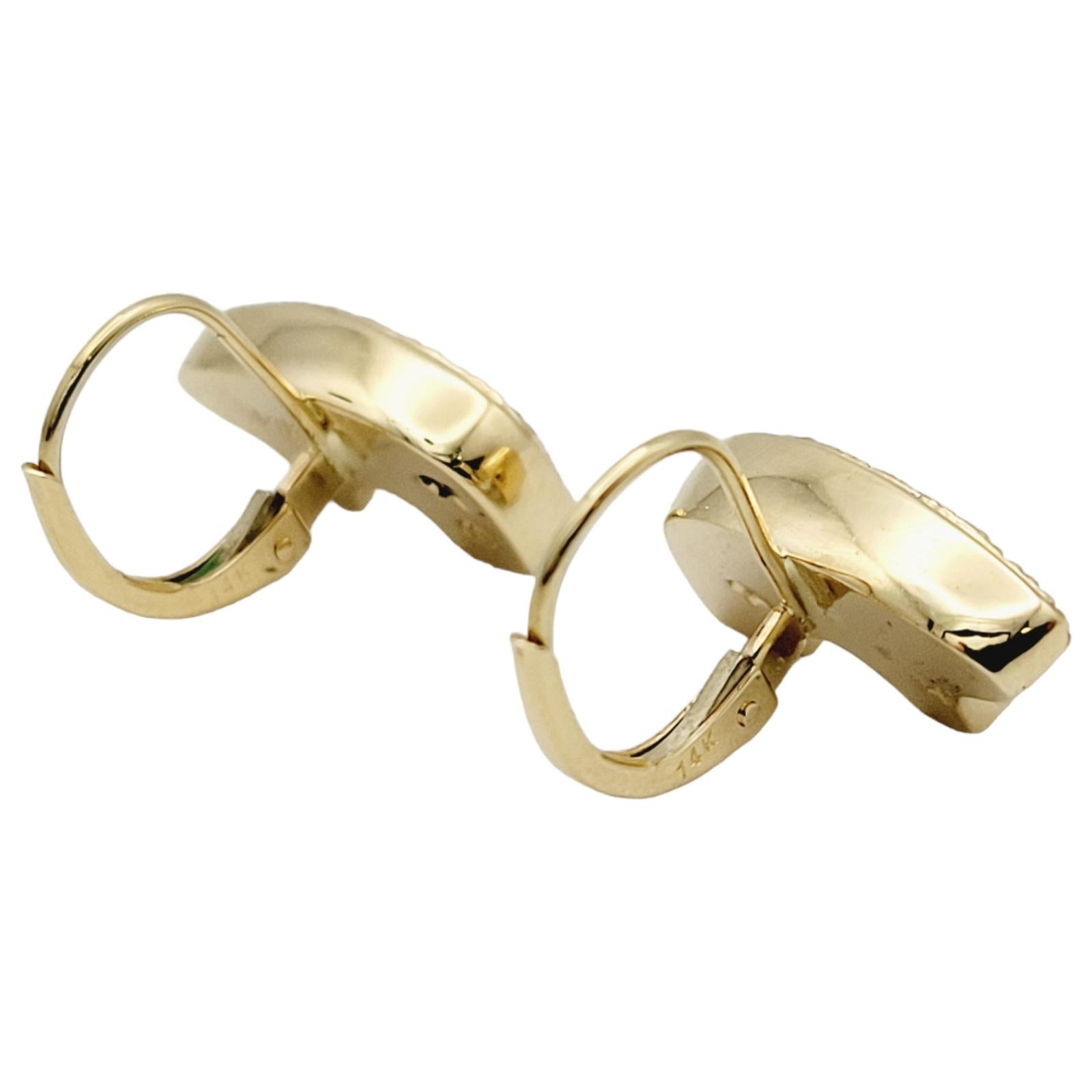 Golden Bear Pave Diamond Bear Leverback Earrings in 14 Karat Yellow Gold 1