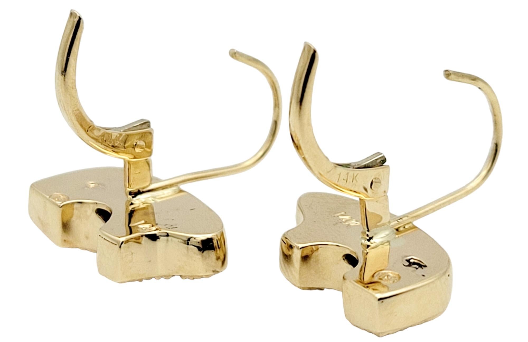 Golden Bear Pave Diamond Bear Leverback Earrings in 14 Karat Yellow Gold 2