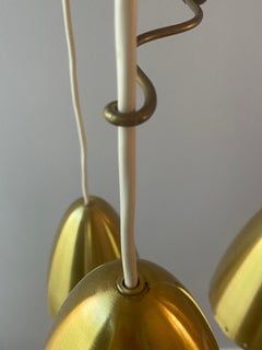 Golden Bell midcentury brass pendant lamp set