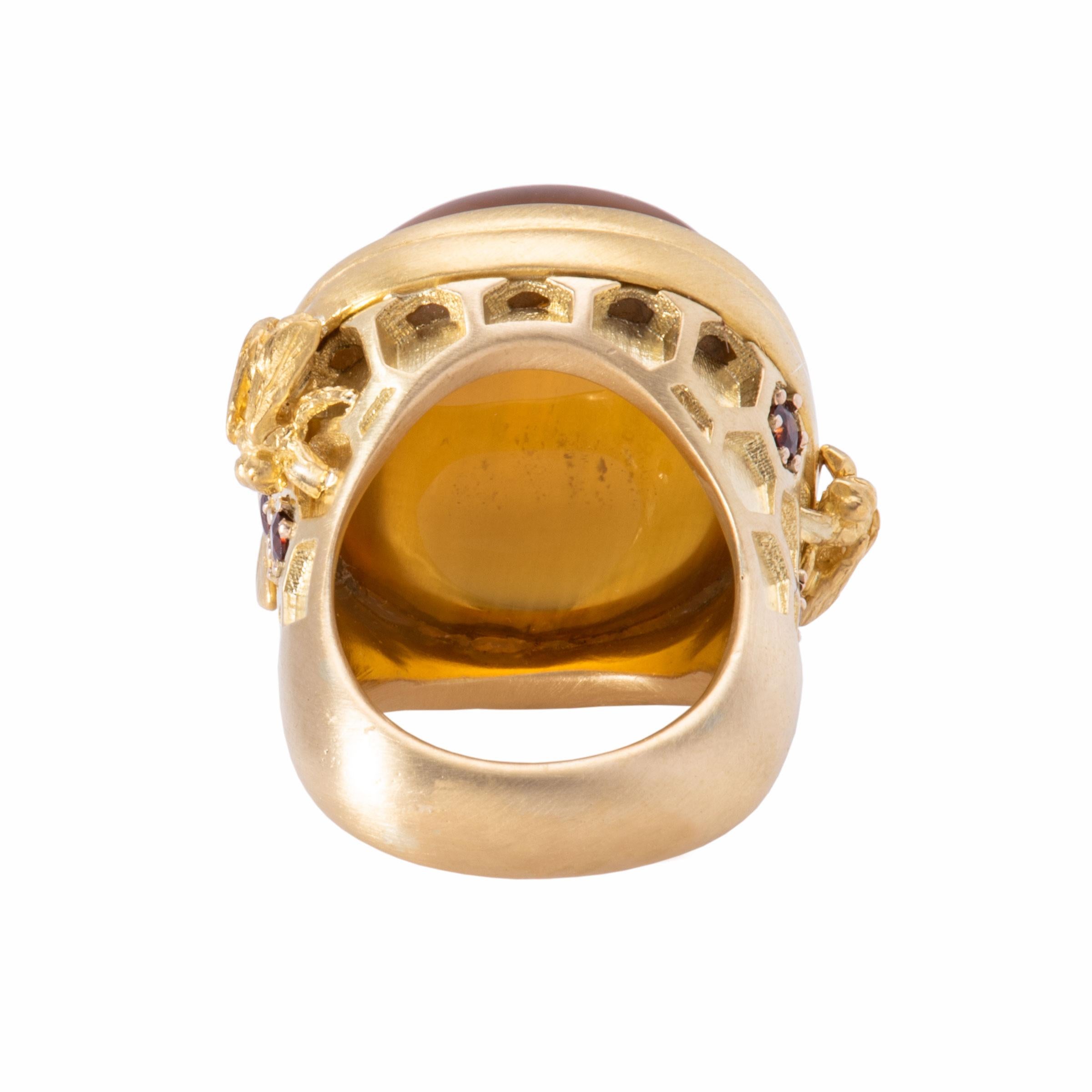 Golden Beryl Honeycomb Ring In New Condition In Santa Fe, NM
