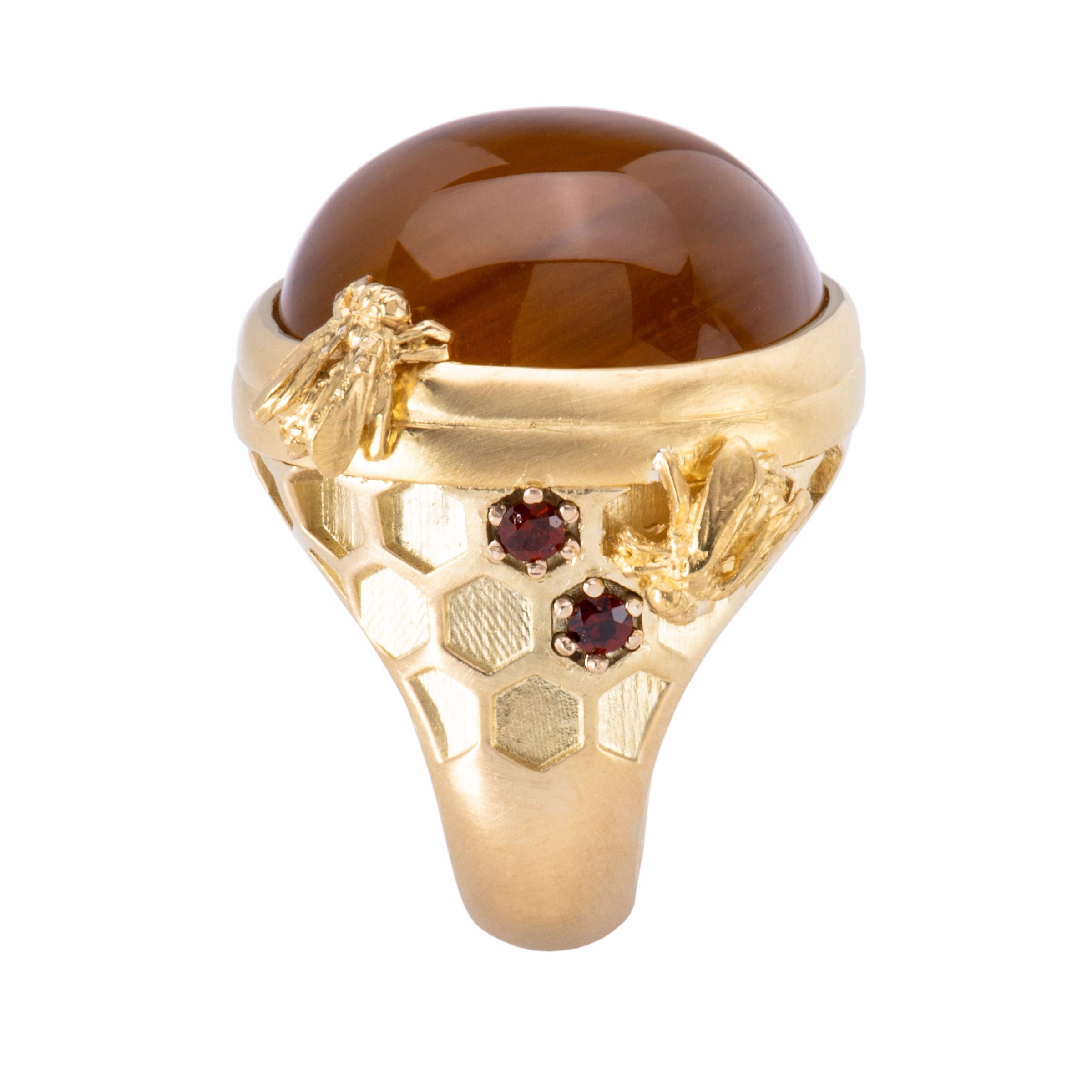 Women's or Men's Golden Beryl Honeycomb Ring
