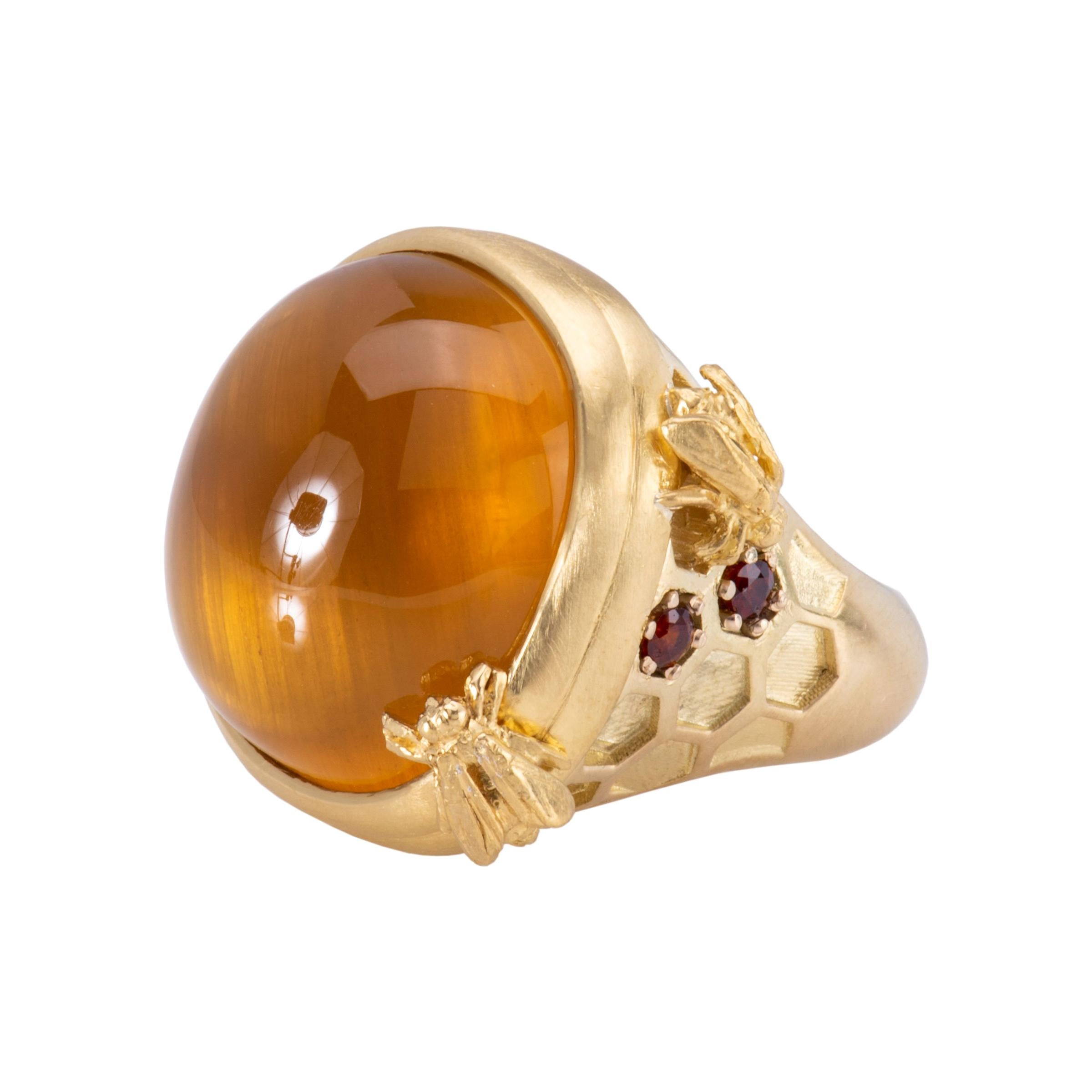 Golden Beryl Honeycomb Ring