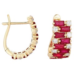 Golden Bliss 14K (or 18k upon request) Yellow Gold Gemstone Huggies Earrings