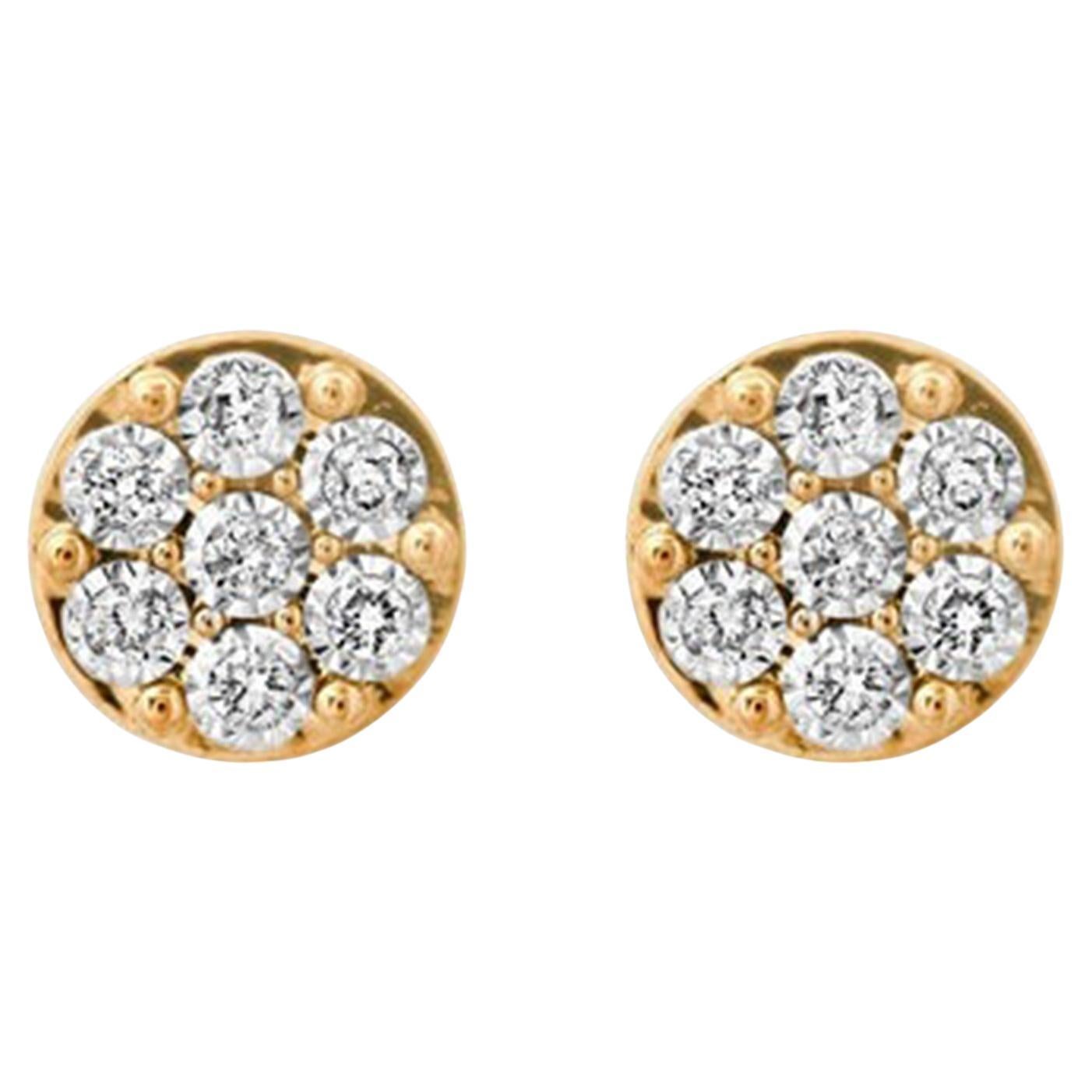 Golden Bloom 14K (or 18k upon request) Yellow Gold Diamond Cluster Stud Earrings For Sale