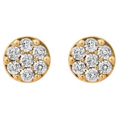 Golden Bloom 14K (or 18k upon request) Yellow Gold Diamond Cluster Stud Earrings