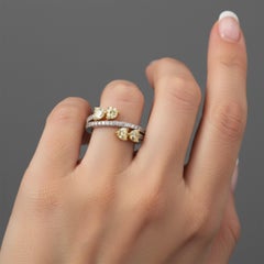 1.00ct Yellow Diamond Golden Bloom Dual Band 14K Gold Ring