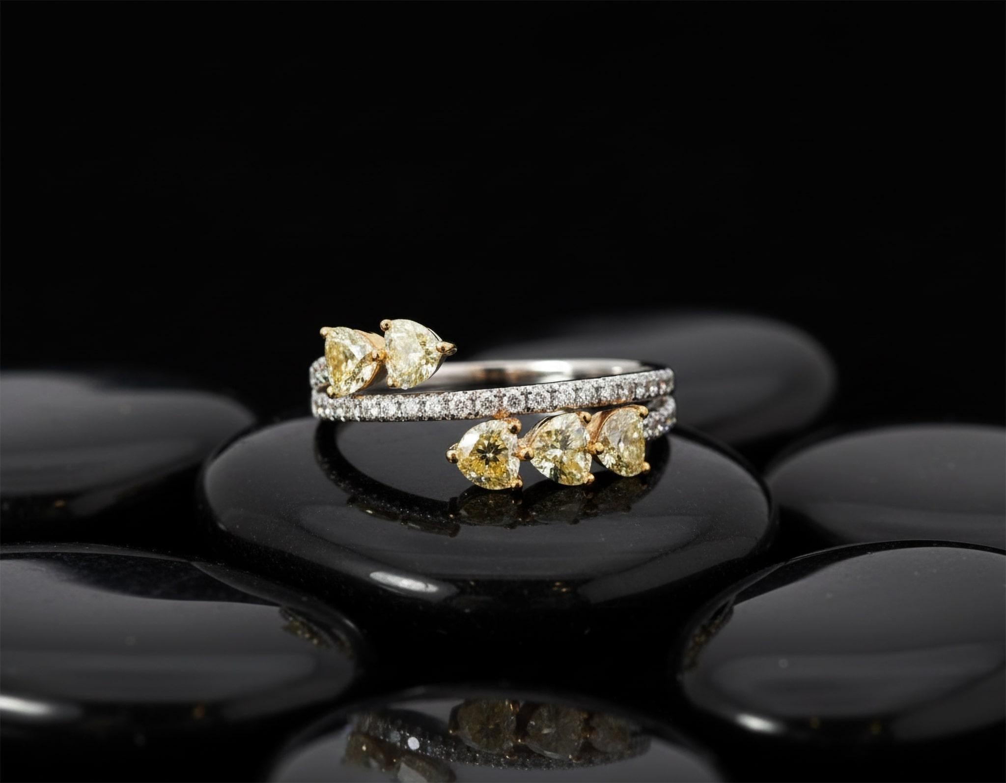 in vendita:  Anello Golden Bloom in oro giallo 14 carati con doppia fascia di diamanti 3