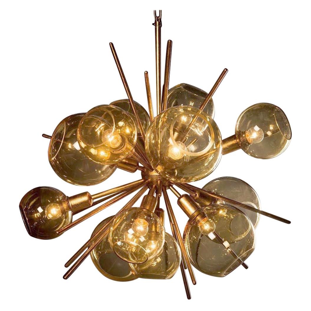 Golden Blown Glass Pendant Lamp