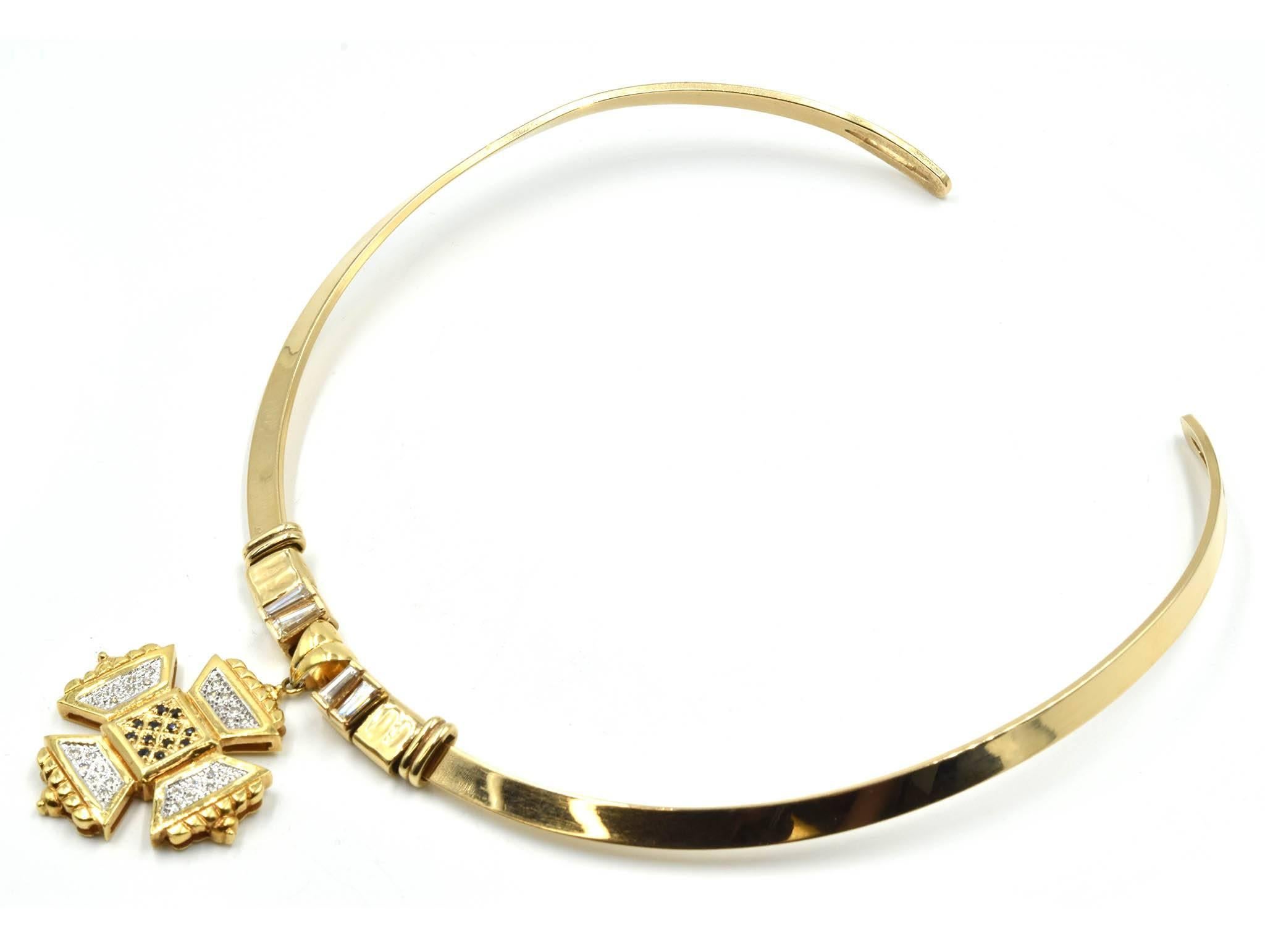 Golden Bough 14 Karat Yellow Gold Collar Necklace with Custom Diamond Slides 2