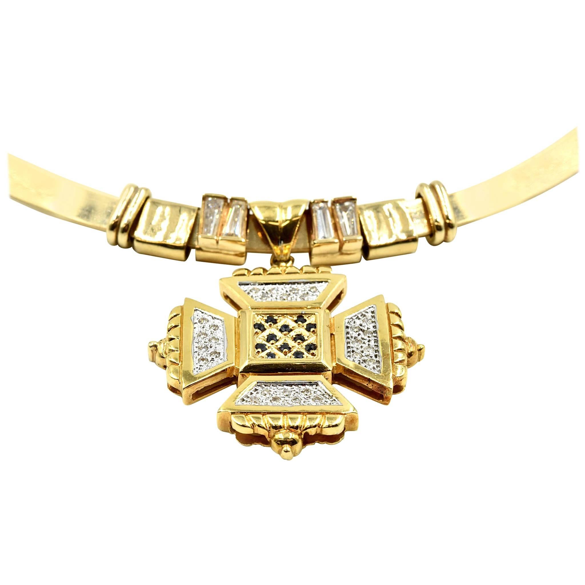 Golden Bough 14 Karat Yellow Gold Collar Necklace with Custom Diamond Slides